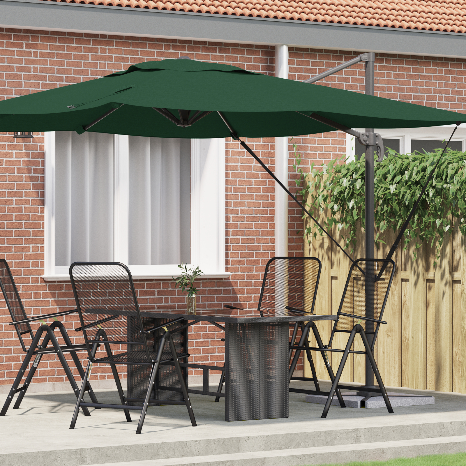 vidaXL Freischwingender Roma-Parasol Grün 286x285x265 cm Aluminium