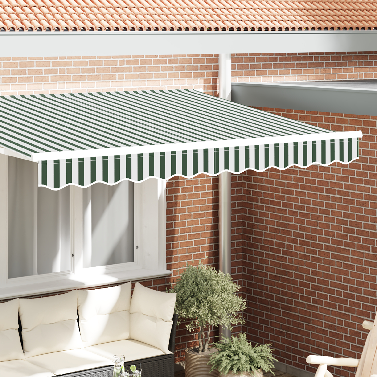 Markise Valance til 3 m ramme Grøn og Hvid 2.8 x 0.2 m