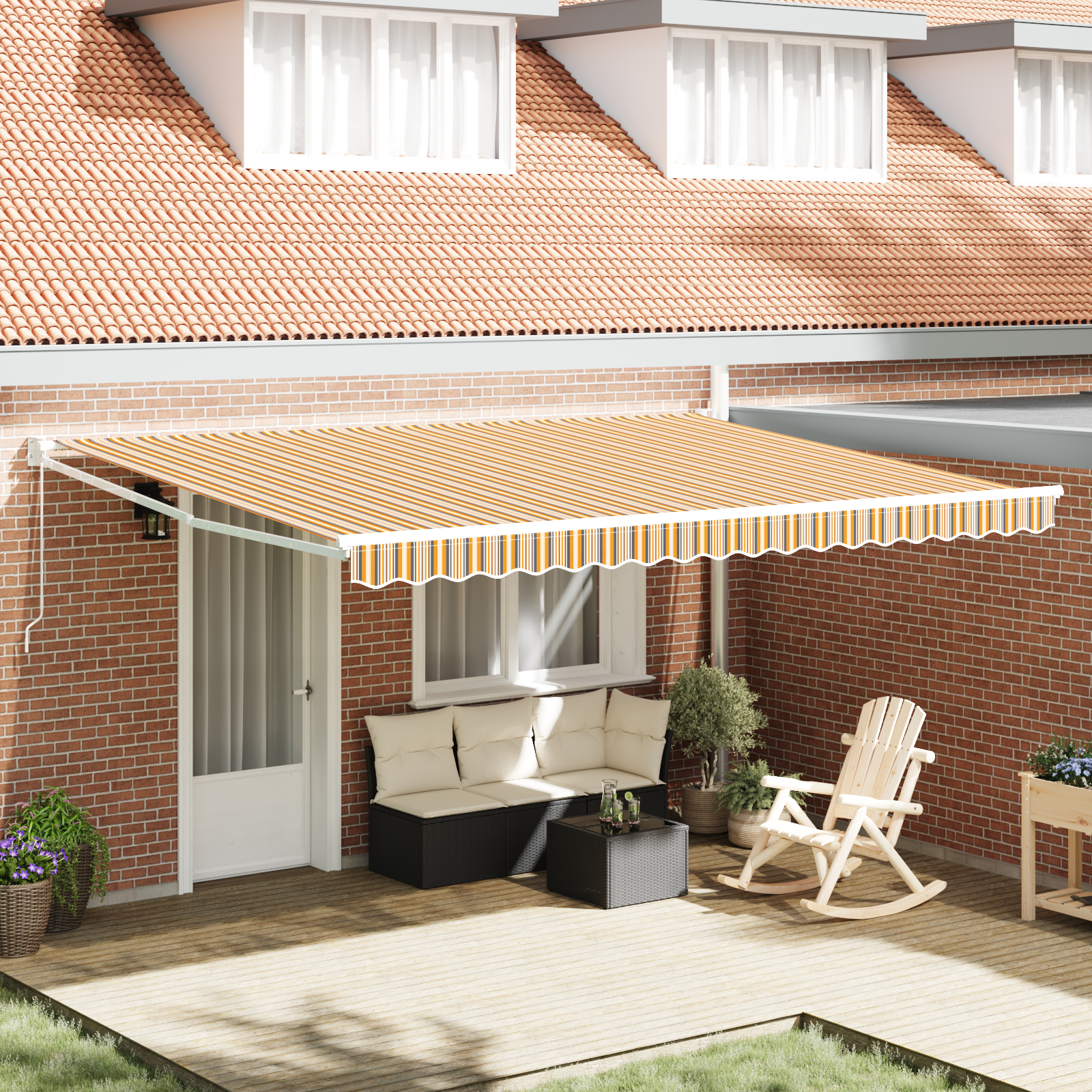 vidaXL Manuelle Einziehbare Markise Buntgestreift 450x300 cm