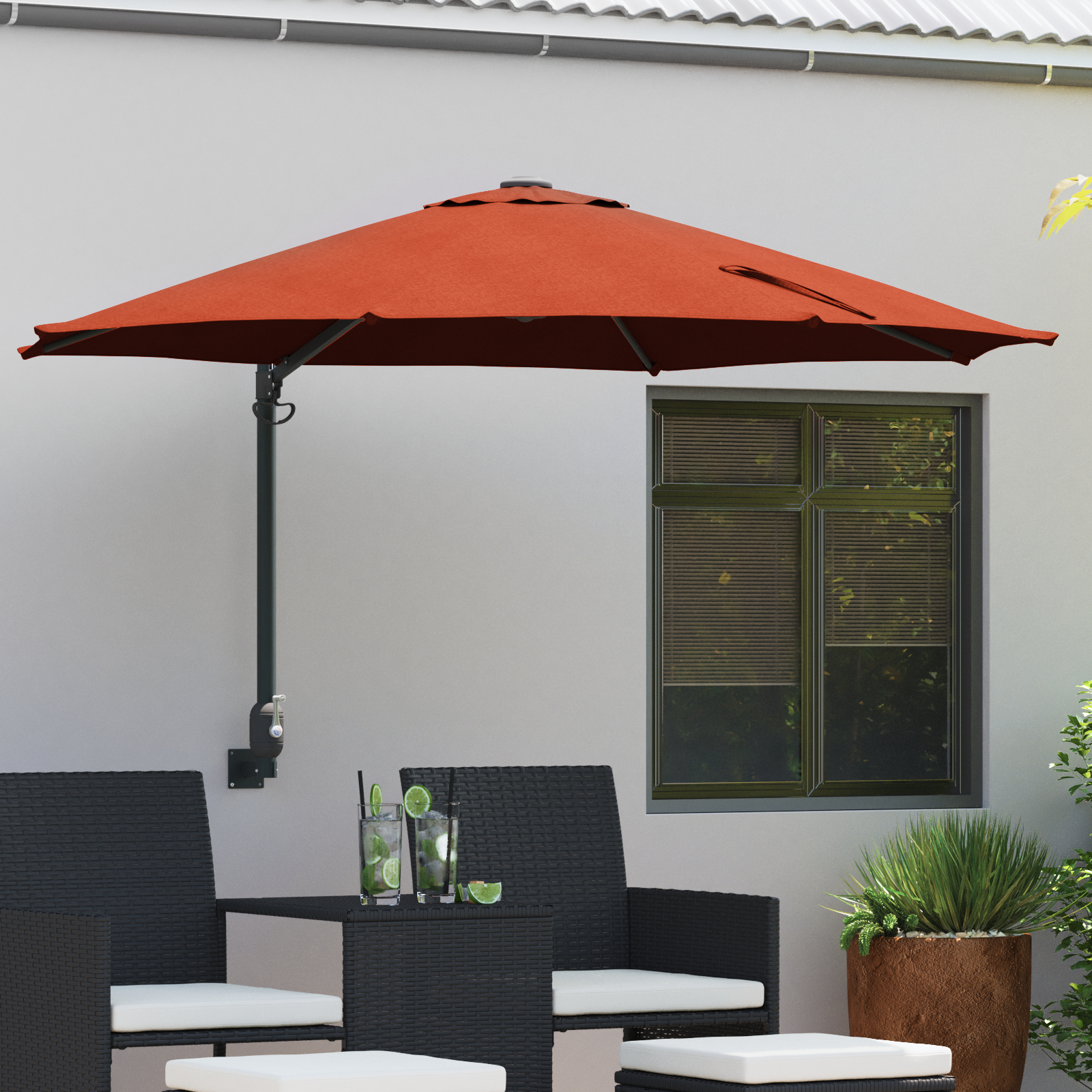 vidaXL Terrassenumbrella Terracotta Aluminiumrahmen, Polyesterdach Groß