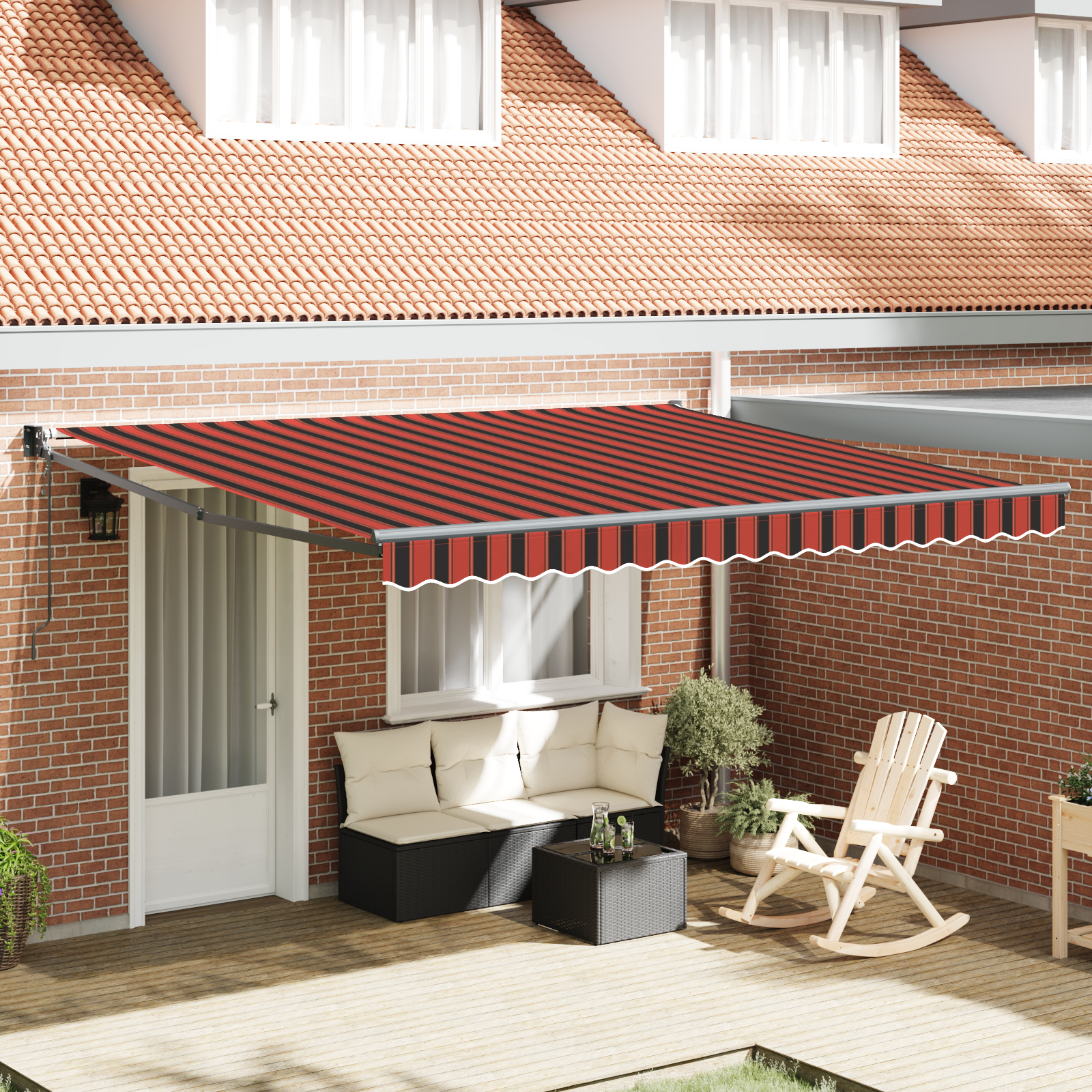 vidaXL Automatische einziehbare Markise mit LED in Gelb und Orange, 400x350 cm
