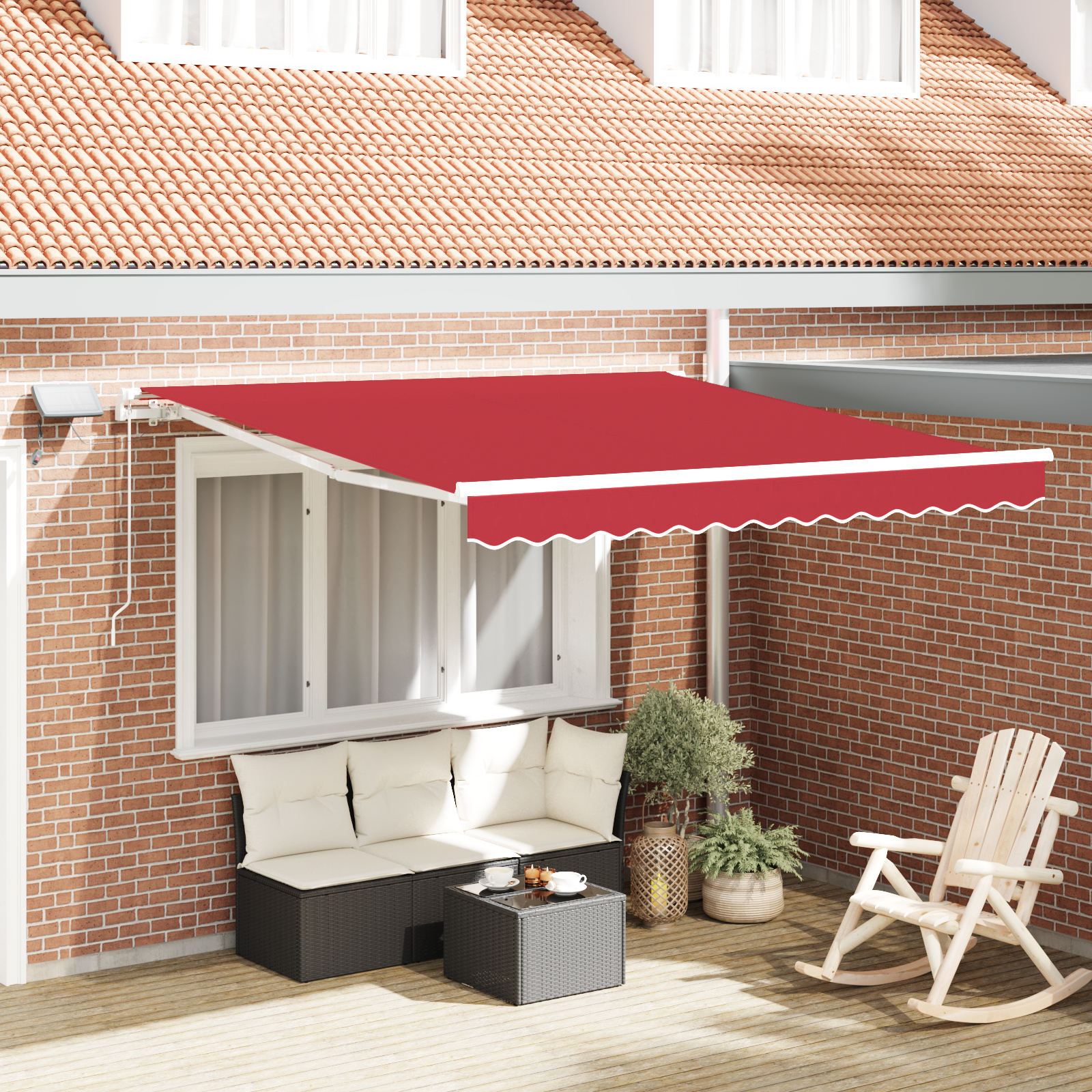 vidaXL Ročna retraktibilna tenda z LED Rdeča 300x250 cm, vidaXL Zamenjava tkanine za tendo 3x2.5 m Rdeča