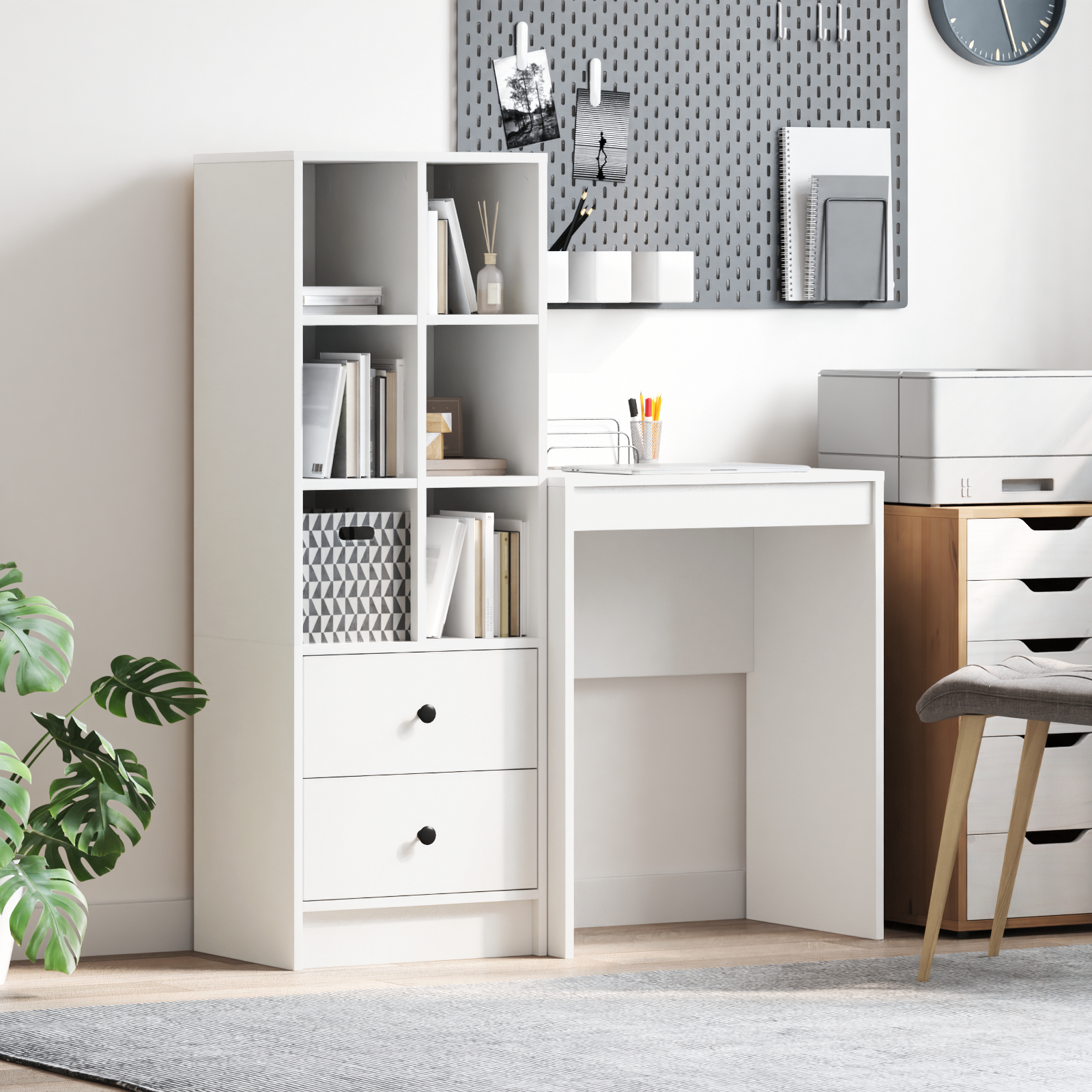 vidaXL Bureau met opslag wit samengesteld hout
