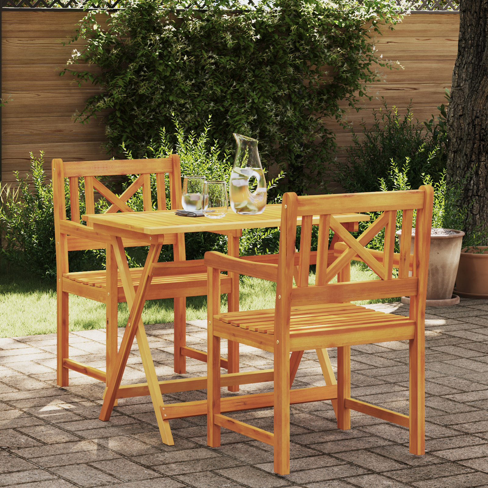 vidaXL vrtnarski stoli 2 kosi 56x56x90 cm iz trdnega lesa akacije
