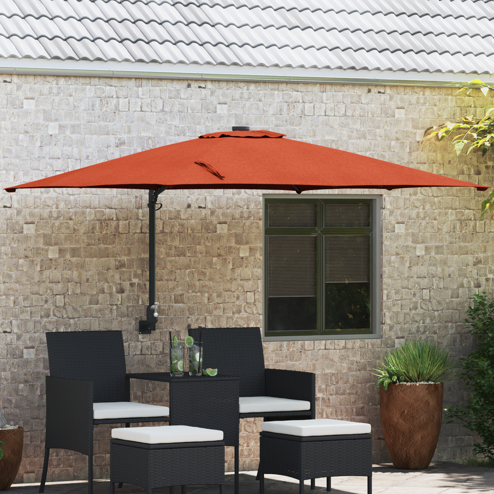 vidaXL Freischwingender Schirm Terrakotta Polyester Groß Kippbar
