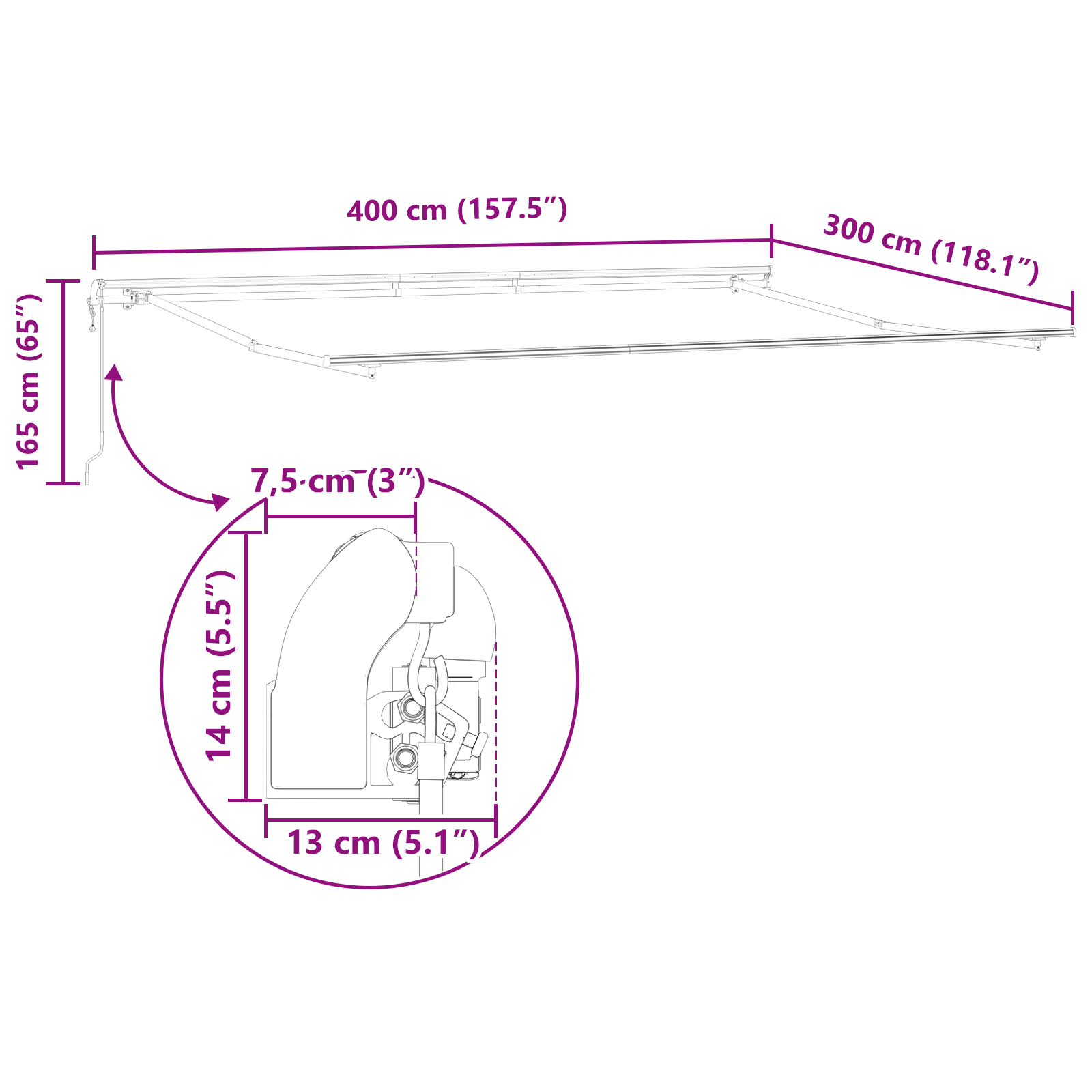 Marchiză retractabilă automată verde și galbenă 400x300 cm, țesătură de înlocuire pentru marchiză  pentru cadru de 4x3 m verde și galben [11]