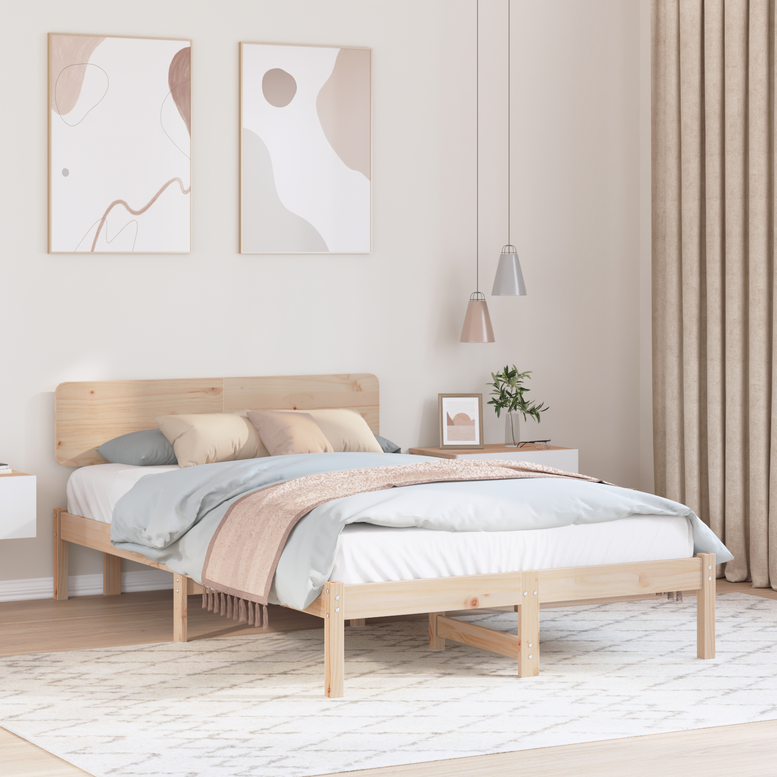 Paturi si accesorii - Cadru de pat cu capac 120x190 cm din lemn masiv de pin