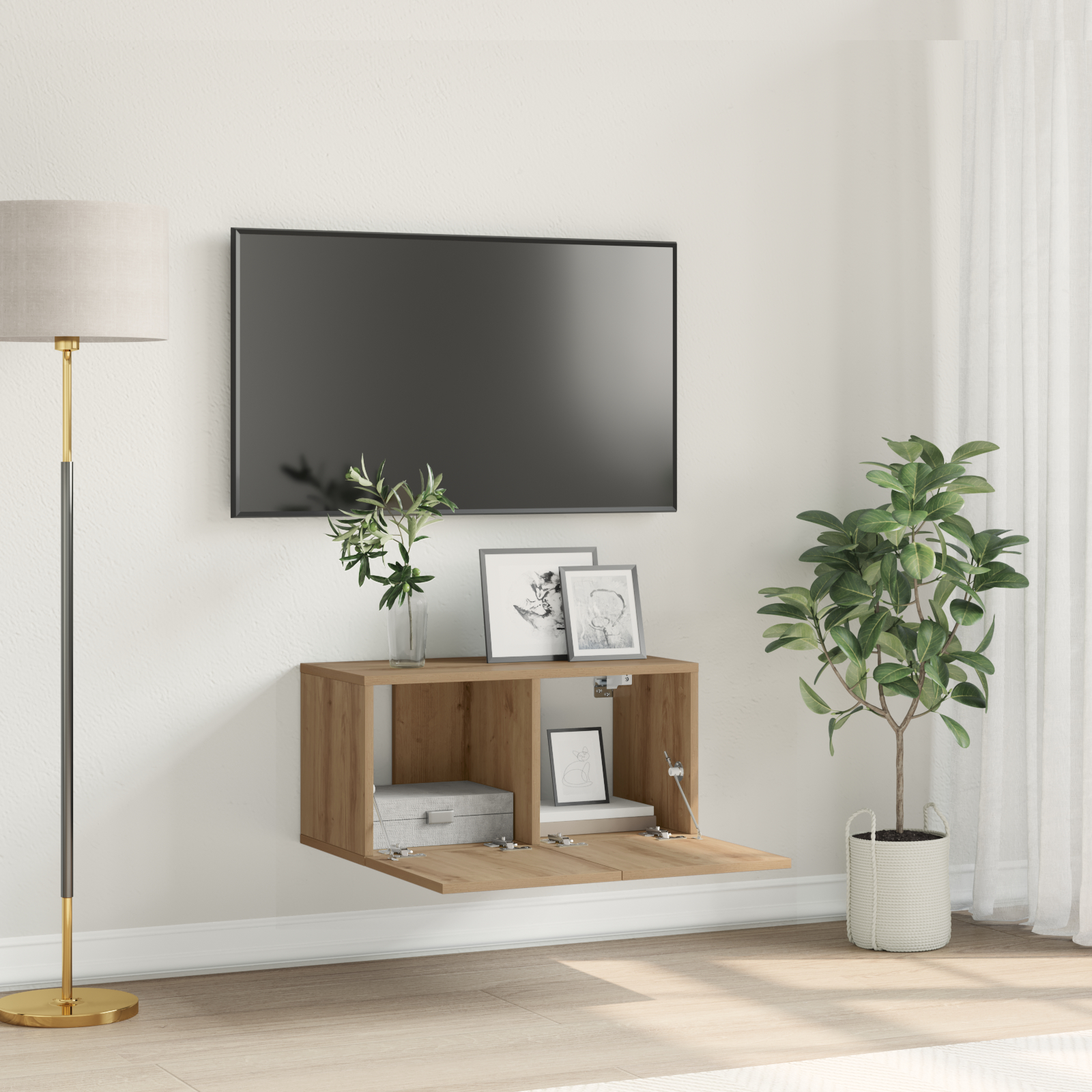vidaXL TV-Schrank Set Artisan Eiche Holzwerkstoff TV-Schrank Rechteckig