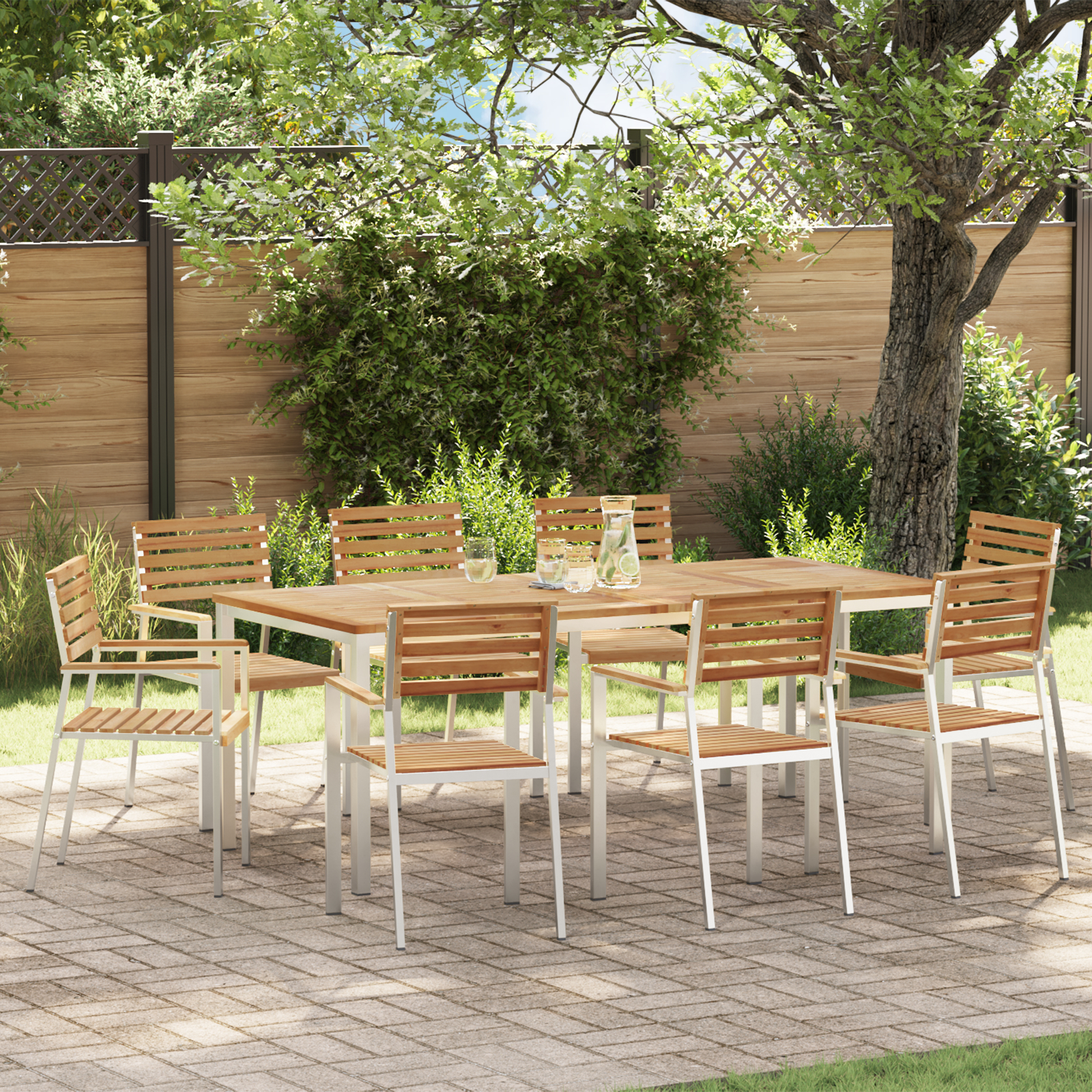 vidaXL Stapelbare Gartenstühle 8 stk 54,5x56x89 cm Massivholz Teak,  Stapelbare Gartenstühle 4 stk Massivholz Teak und S...