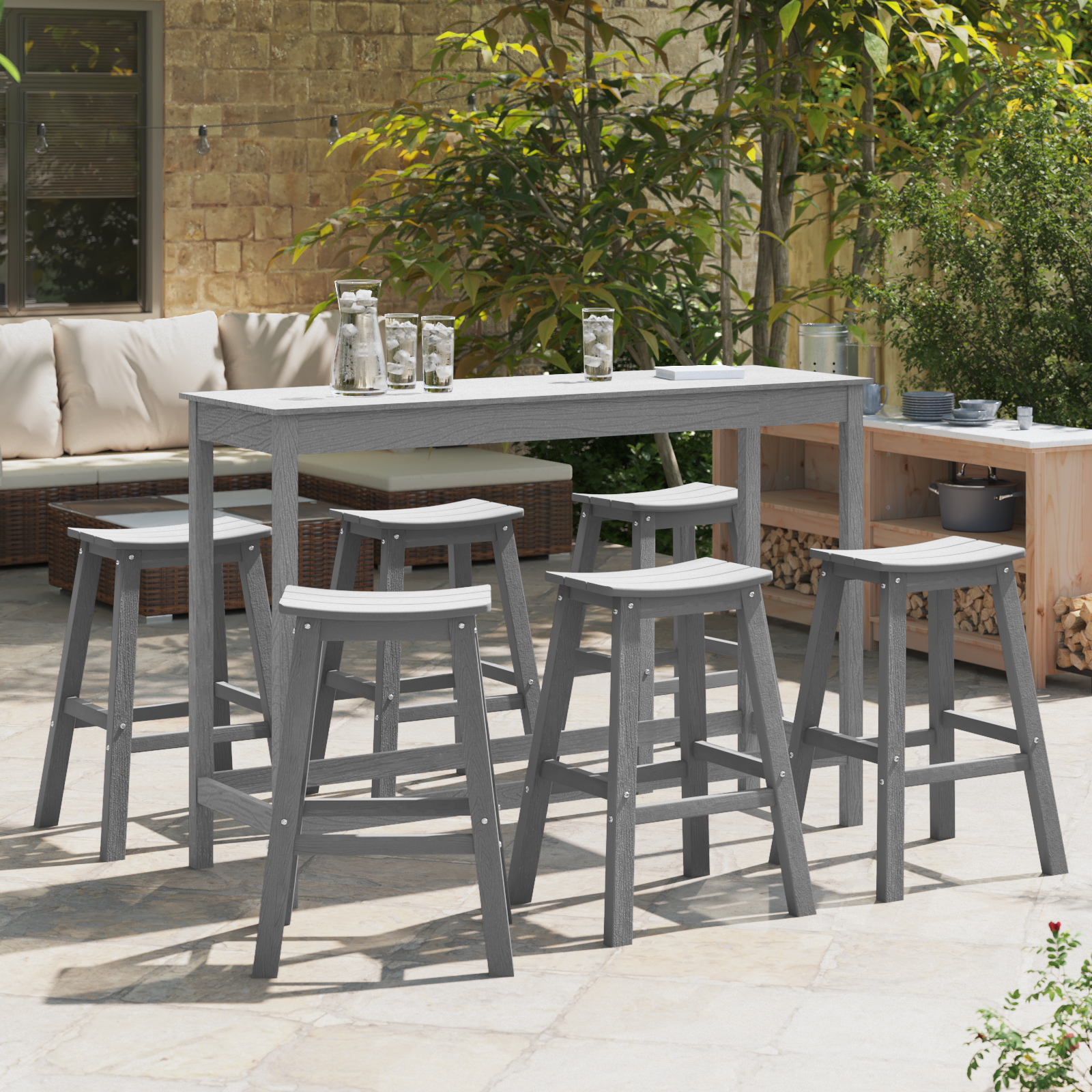 Bar Stools 9 pcs Light Grey HDPE, vidaXL Bar Stools 2 pcs Light Grey HDPE