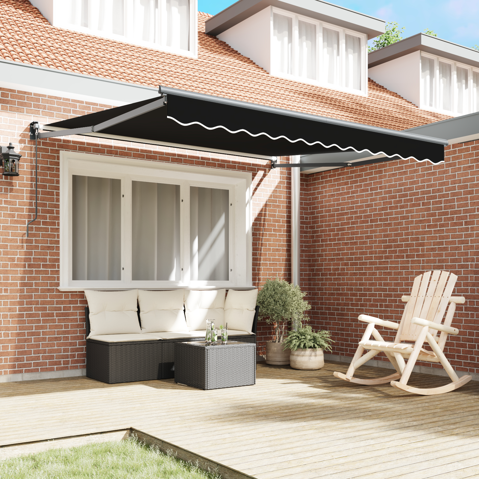 Zložljiva ročna tenda črna 350x250 cm, Zamenjava tkanine za tendu 3.5x2.5 m okvir črna - Image 4