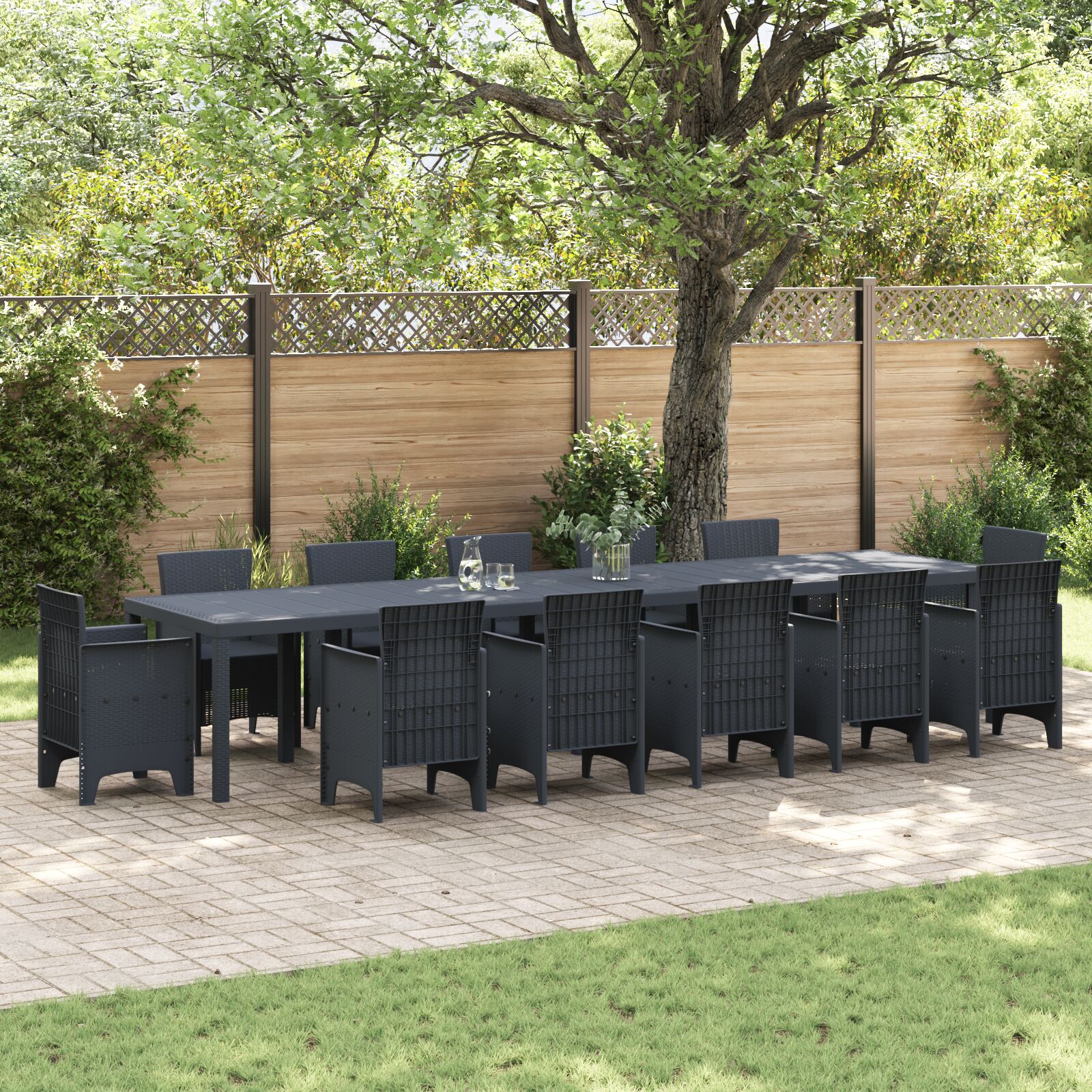 Vrtni Stol Antracit 400x100x73 cm Poly Rattan, vidaXL Vrtni Stol Antracit 250x100x73 cm Poly Rattan, vidaXL Vrtni Stol Antracit 150x100x73 cm Poly Rattan