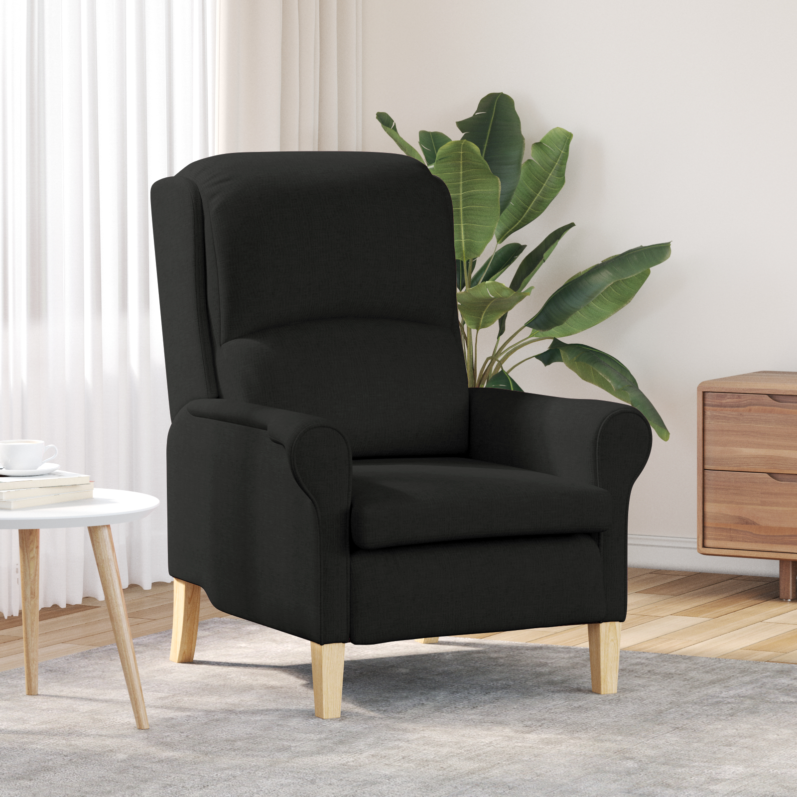 vidaXL Moderne Fauteuil Zwart Polyester stof, Hout Standaard Fauteuil Maat