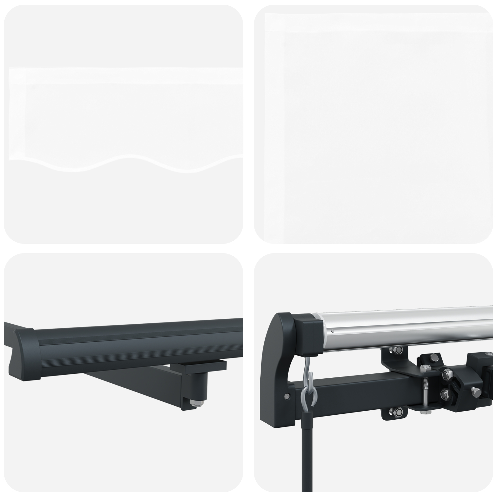 vidaXL Ročni retraktibilni senčnik bel 350 x 250 cm, vidaXL Zamenjava tkanine za senčnik za okvir 3,5 x 2,5 m bel - Image 9