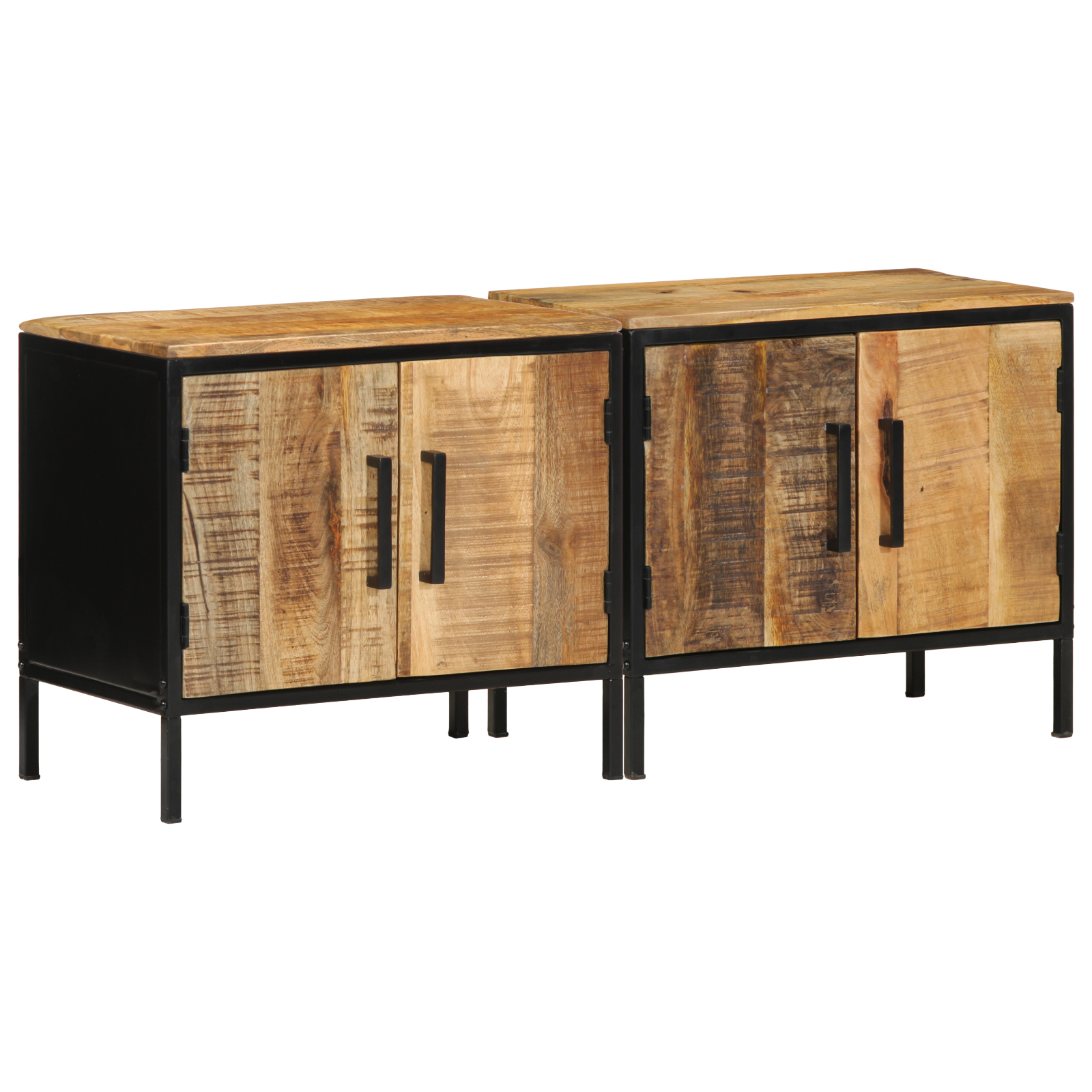 Nachttische 2 Stk 50x30x45 cm Massivholz Raues Mango
