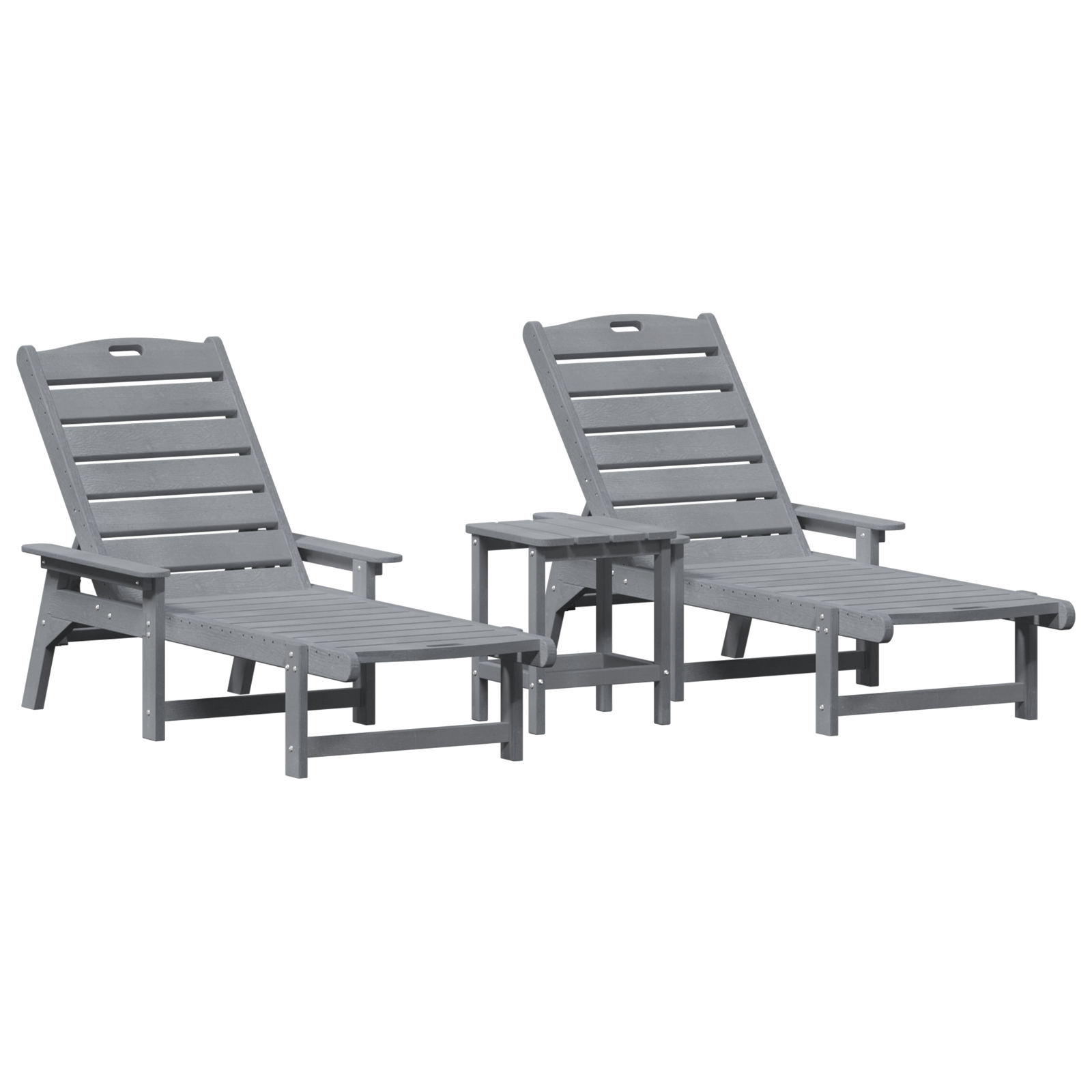 Thumbnail - vidaXL 3-teiliges Garten-Loungeset Hellgrau HDPE,  Sonnenliege Hellgrau 53x162x98.5 cm HDPE,  Adirondack-Seitentisch Hel...