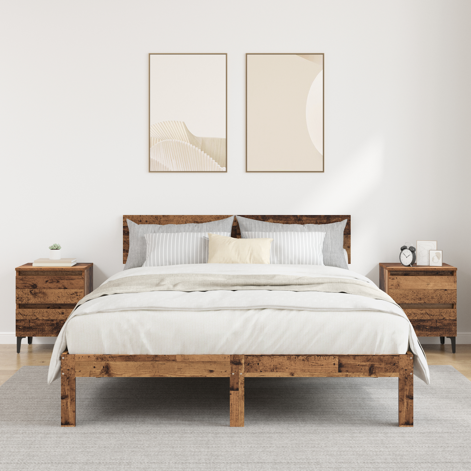 vidaXL Bettkommoden 2 Stück Alter Holz 40x35x50 cm Spanplatte