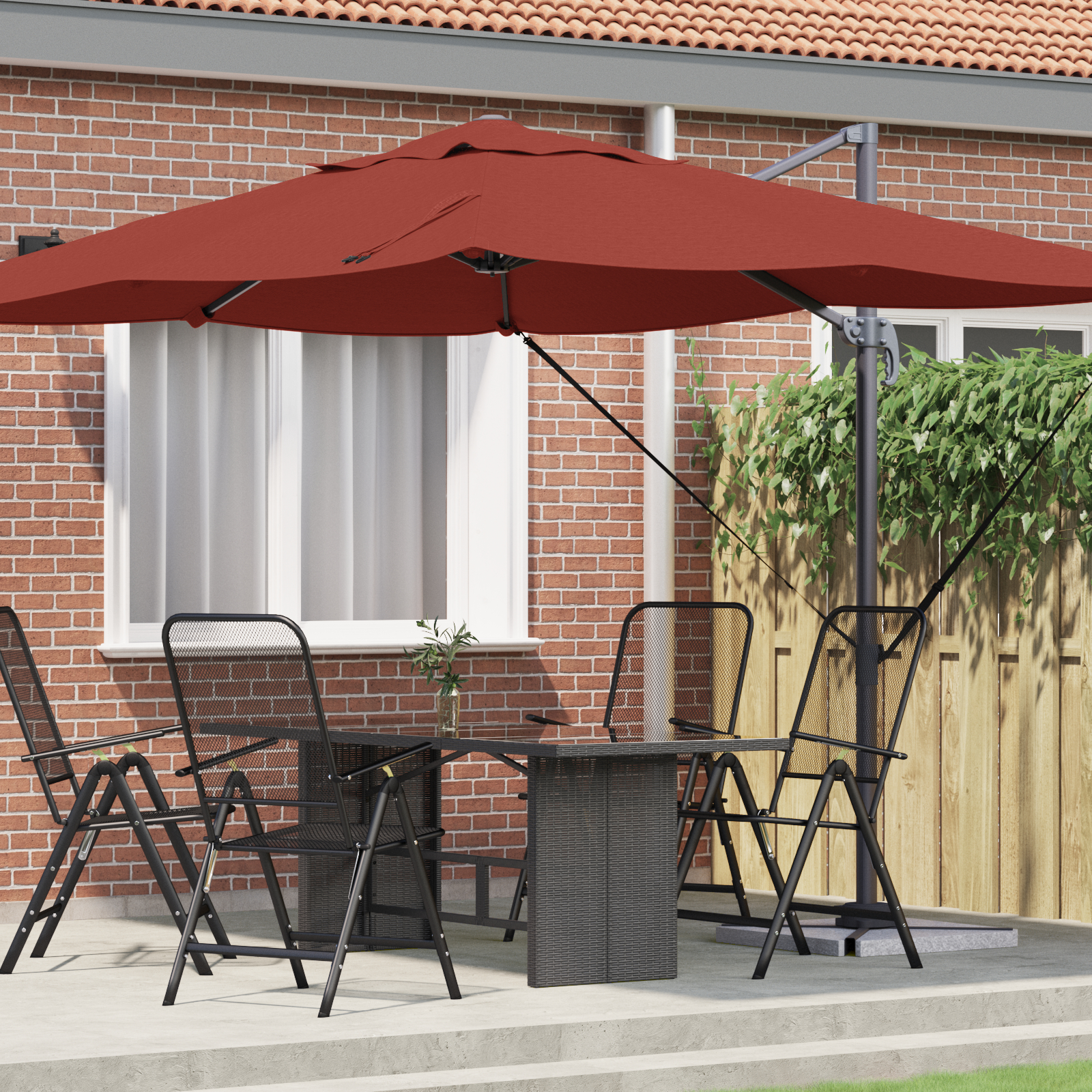 vidaXL Freischwingender Sonnenschirm Terrakotta Polyester, Stahl Groß