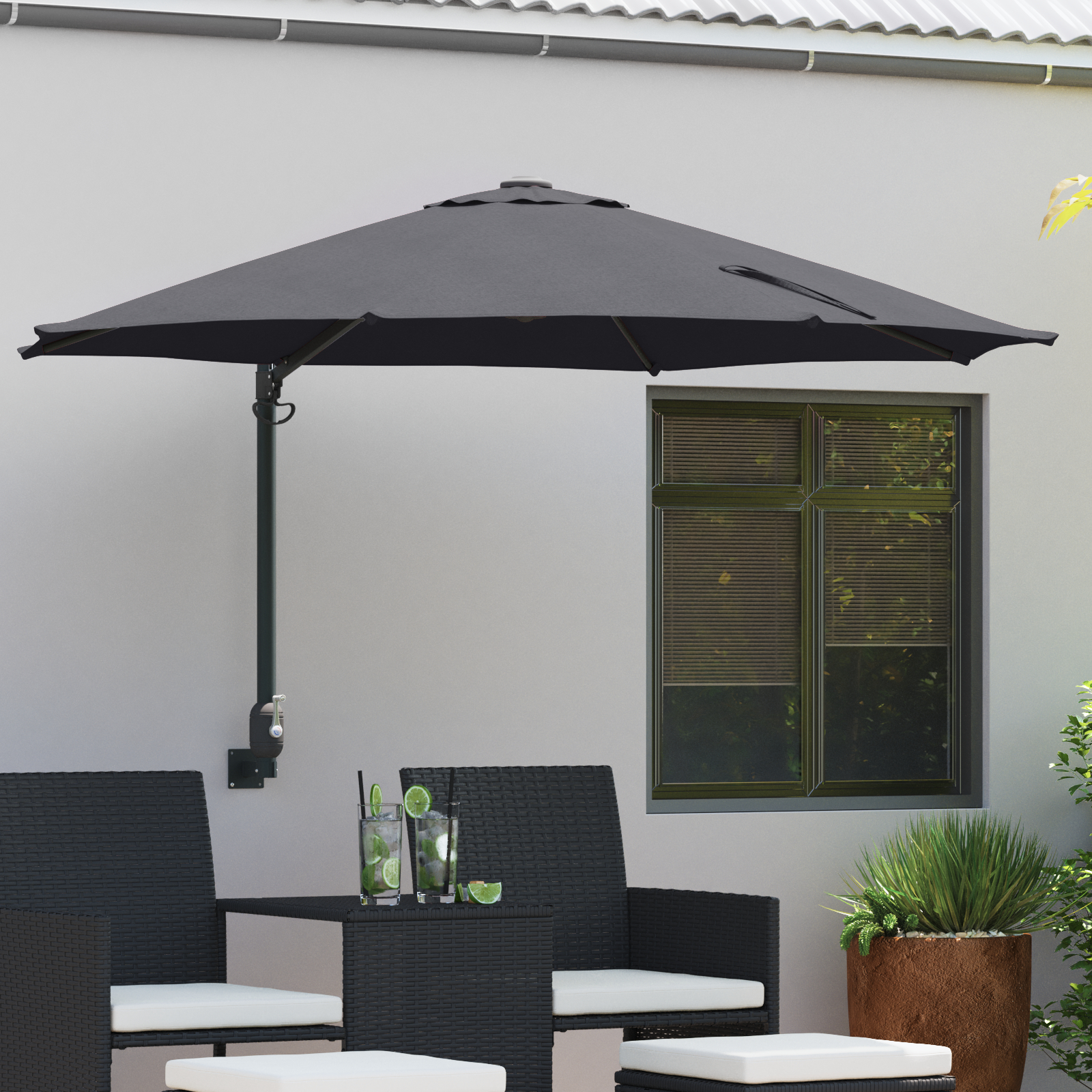 vidaXL Patio-Regenschirm Anthrazit Pulverbeschichteter Stahl, Polyester