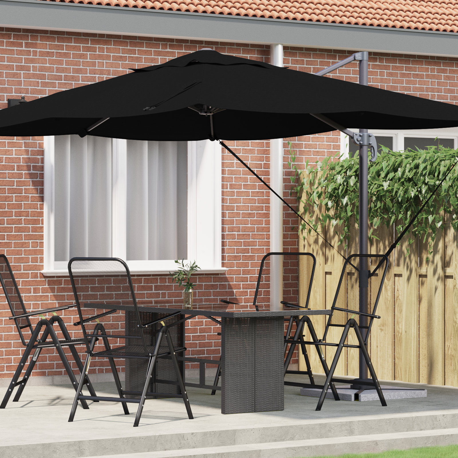 vidaXL Cantilever-Sonnenschirm Schwarz Polyester mit Metallrahmen Groß