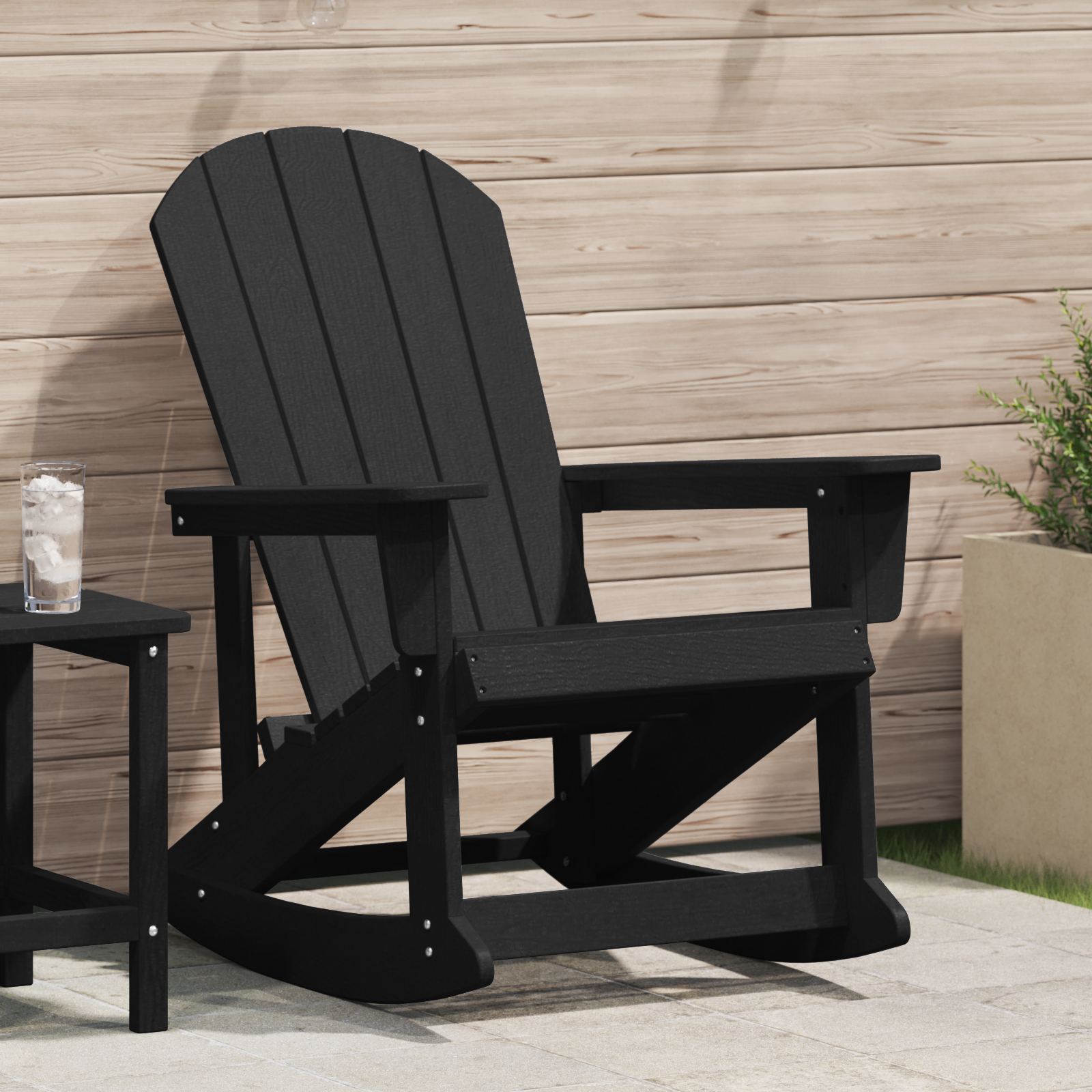 vidaXL Adirondack Schaukelstuhl Schwarz 73.5x92x90 cm HDPE