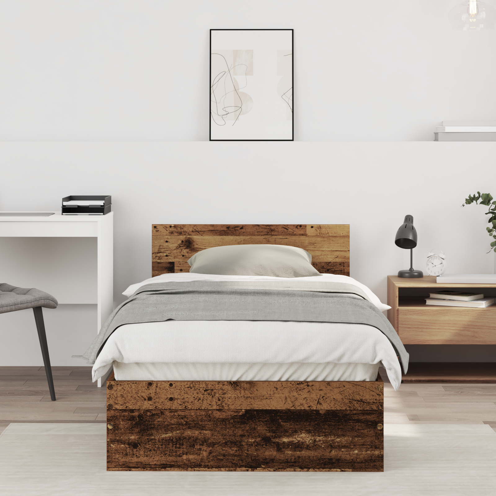 vidaXL Bettgestell ohne Matratze mit Kopfteil Altes Holz 90x190 cm