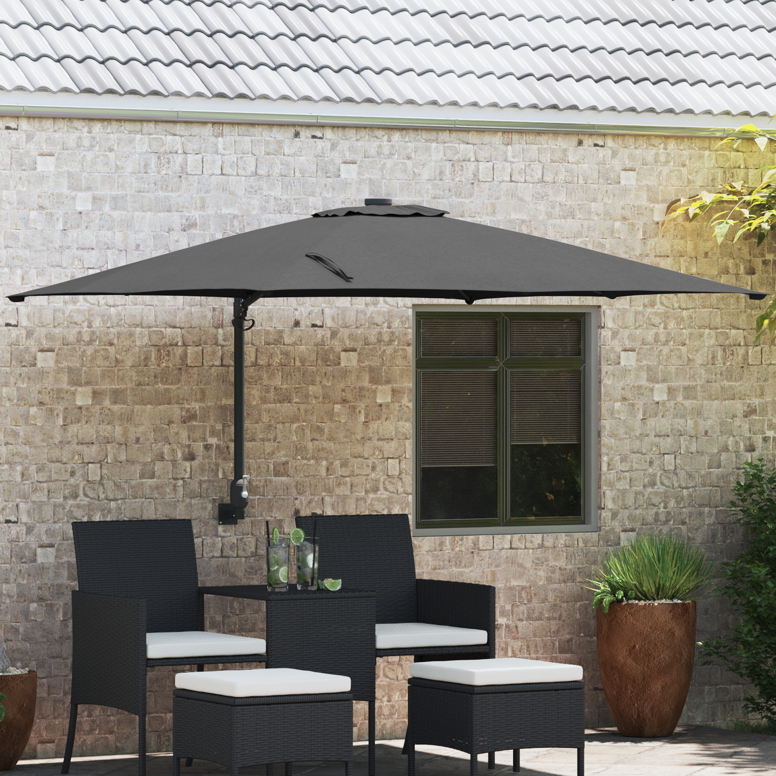 vidaXL Outdoor-Schirm Anthrazit Polyester, pulverbeschichteter Stahl Groß