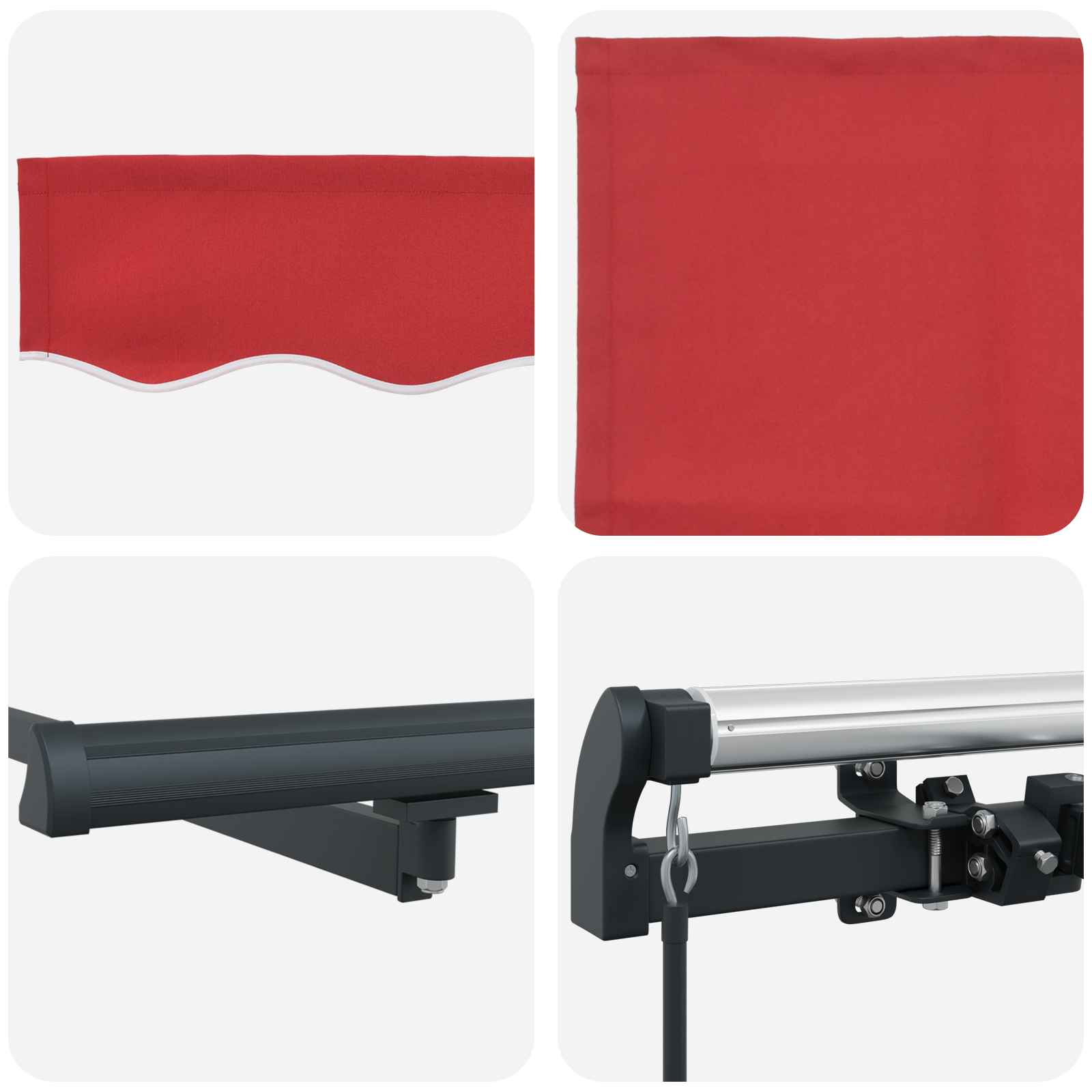 vidaXL Ročna retraktibilna tenda rdeča 450 x 300 cm, vidaXL Tenda nadomestna tkanina za okvir 4.5 x 3 m rdeča - Image 9