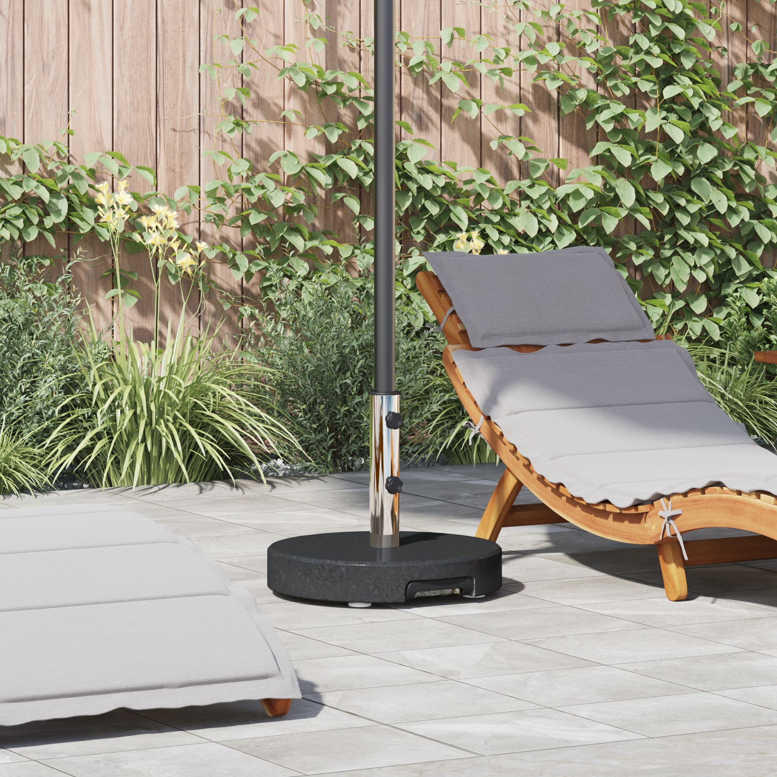 vidaXL Rollender Sonnenschirmständer mit Griff Schwarzer Granit 29 kg Rund