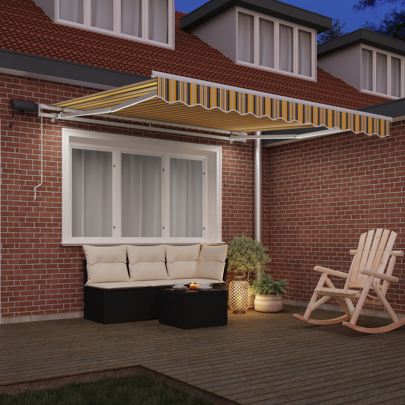 vidaXL Ročna Retraktibilna Tenda z LED Večbarvnim Črtastim Vzorem 350x250 cm - Image 4