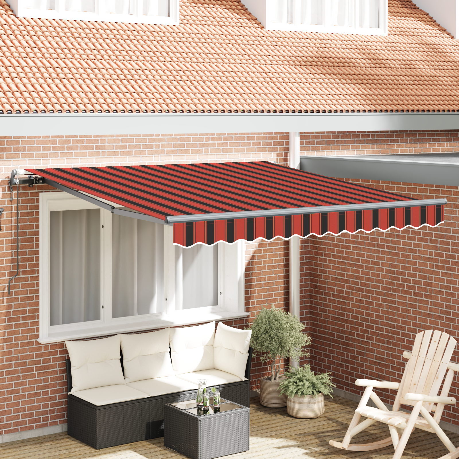 Automatisk Udtækkelig Markise Orange og Brun 350x250 cm