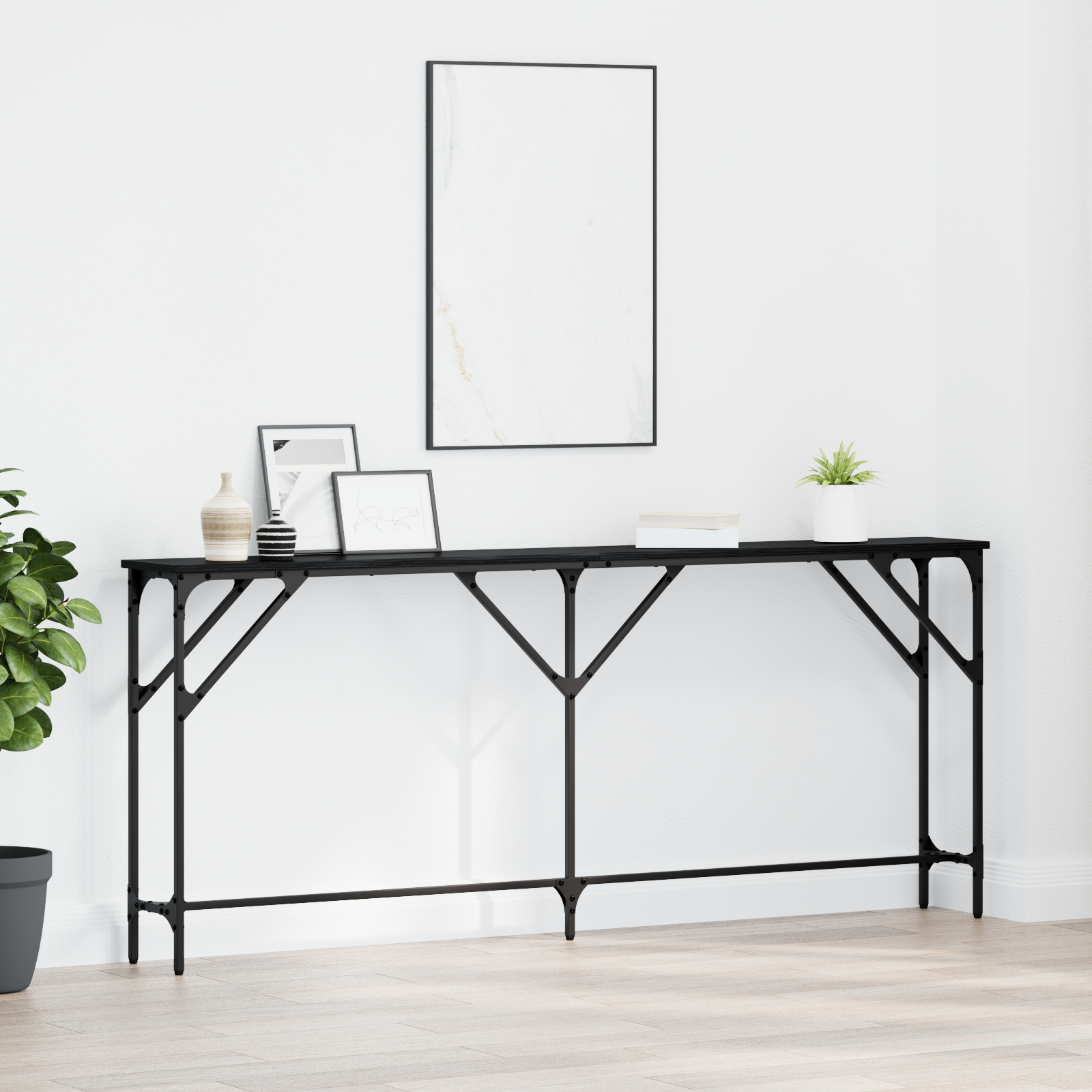 vidaXL Consoletable Zwarte Eiken 180x23x75 cm Geengineerd Hout