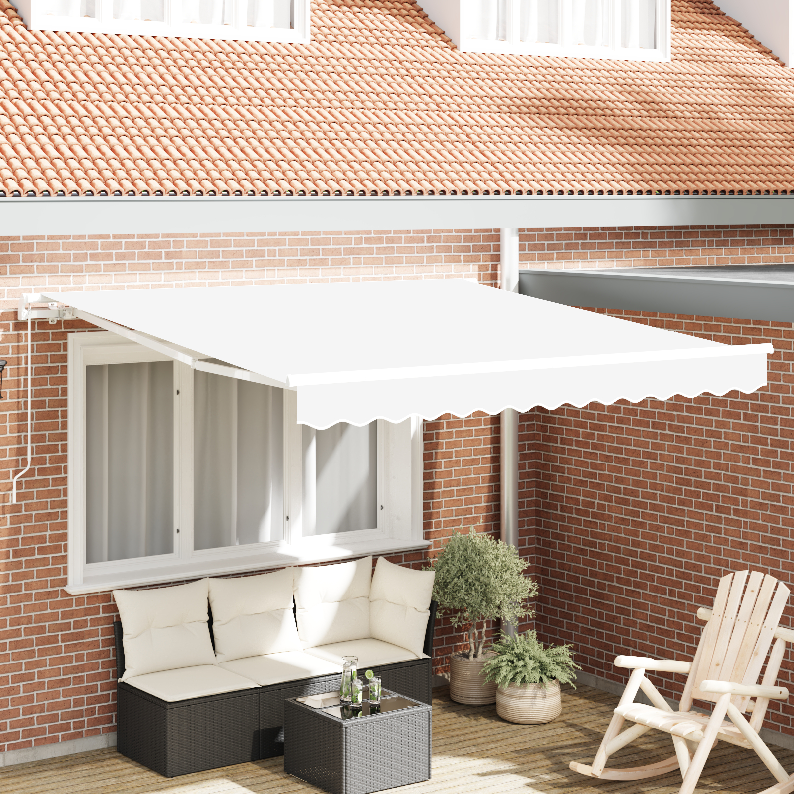 vidaXL Ročna retraktibilna tenda Bela 300x250 cm, vidaXL Tenda zamenjava za okvir 3x2,5 m Bela