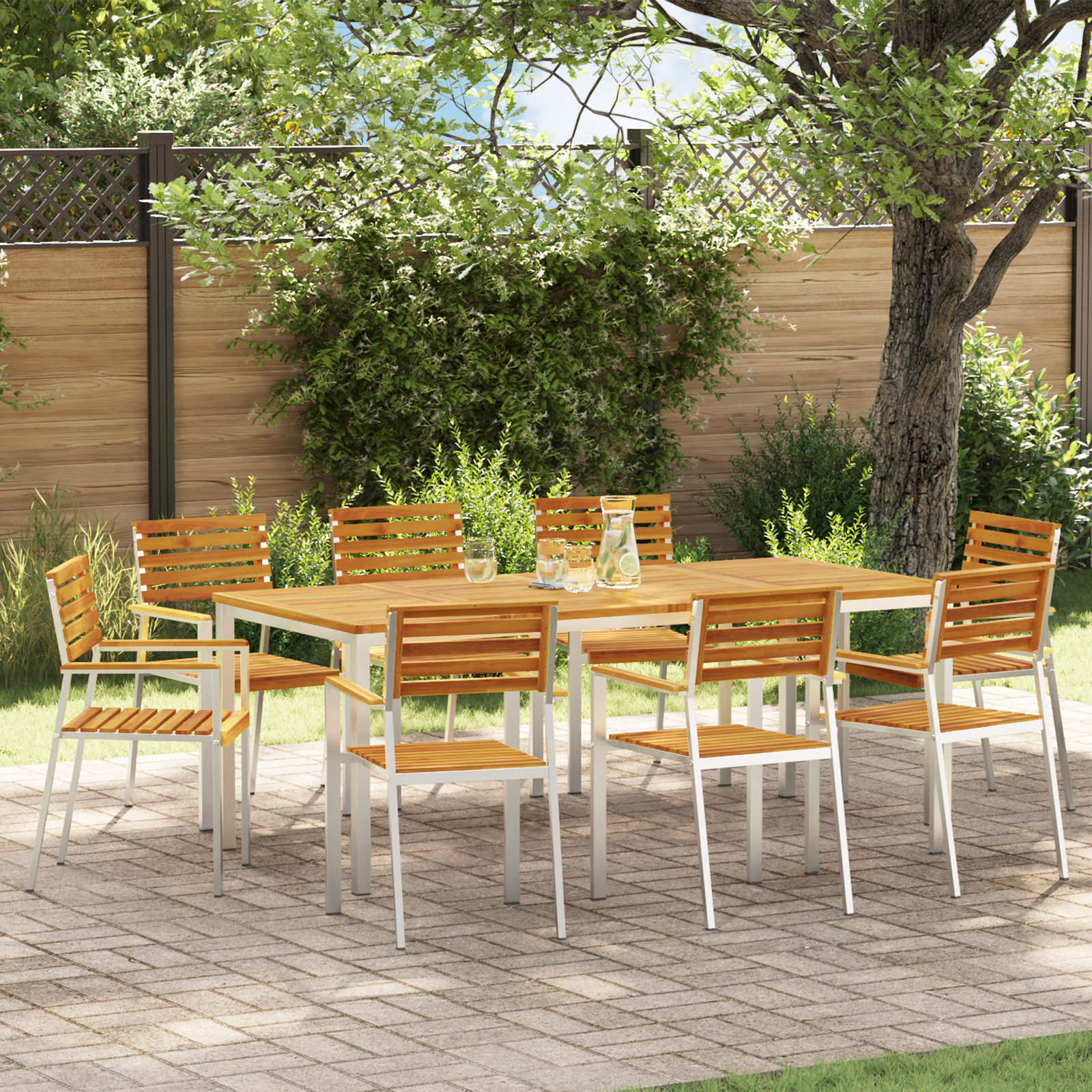 vidaXL Stapelbare Gartenstühle 8 Stück 54.5x56x89 cm Massivholz Akazie,  Stapelbare Gartenstühle 4 Stück Massivholz Akaz...