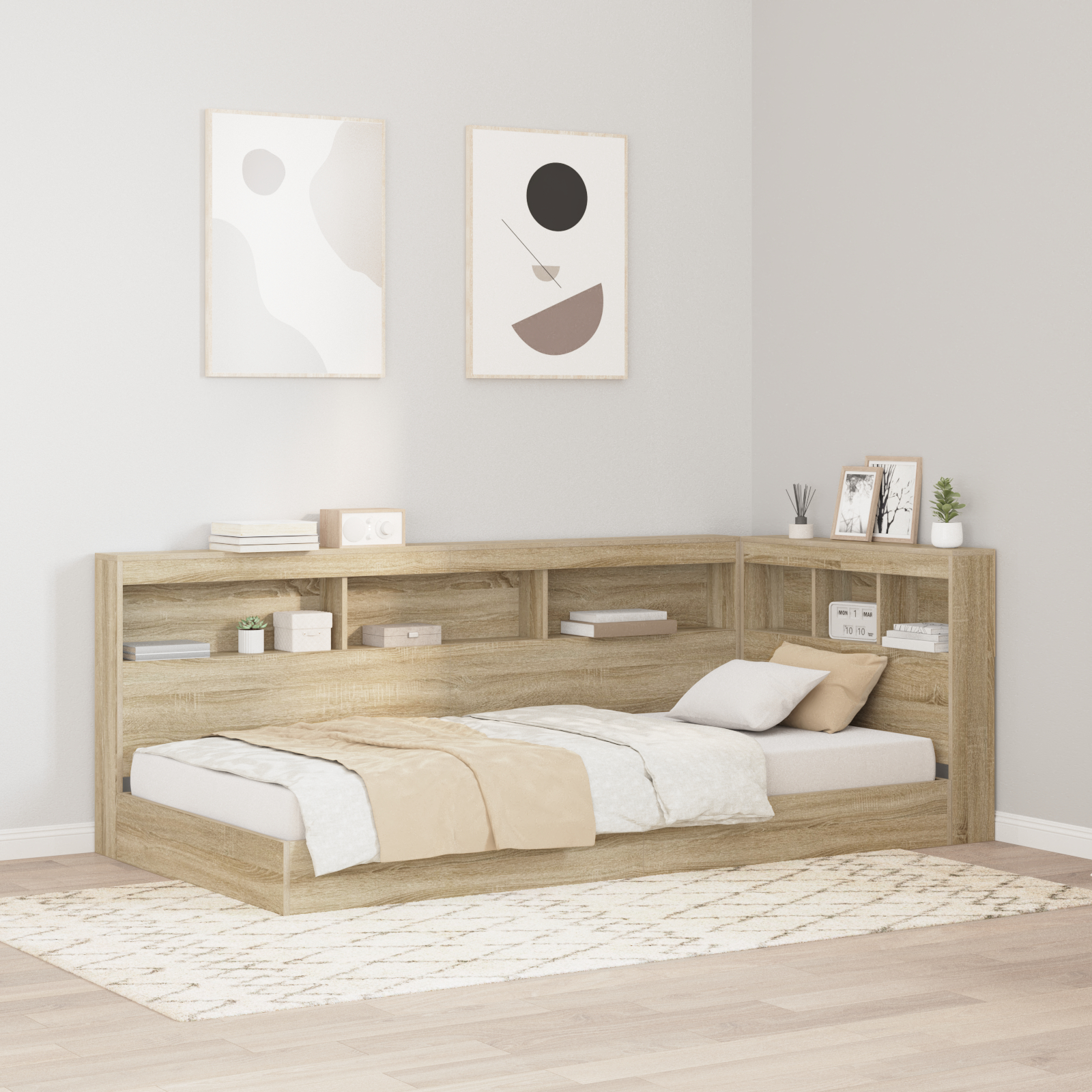 Raamaturiiuli voodi Sonoma tamm 75x190 cm tehispuit