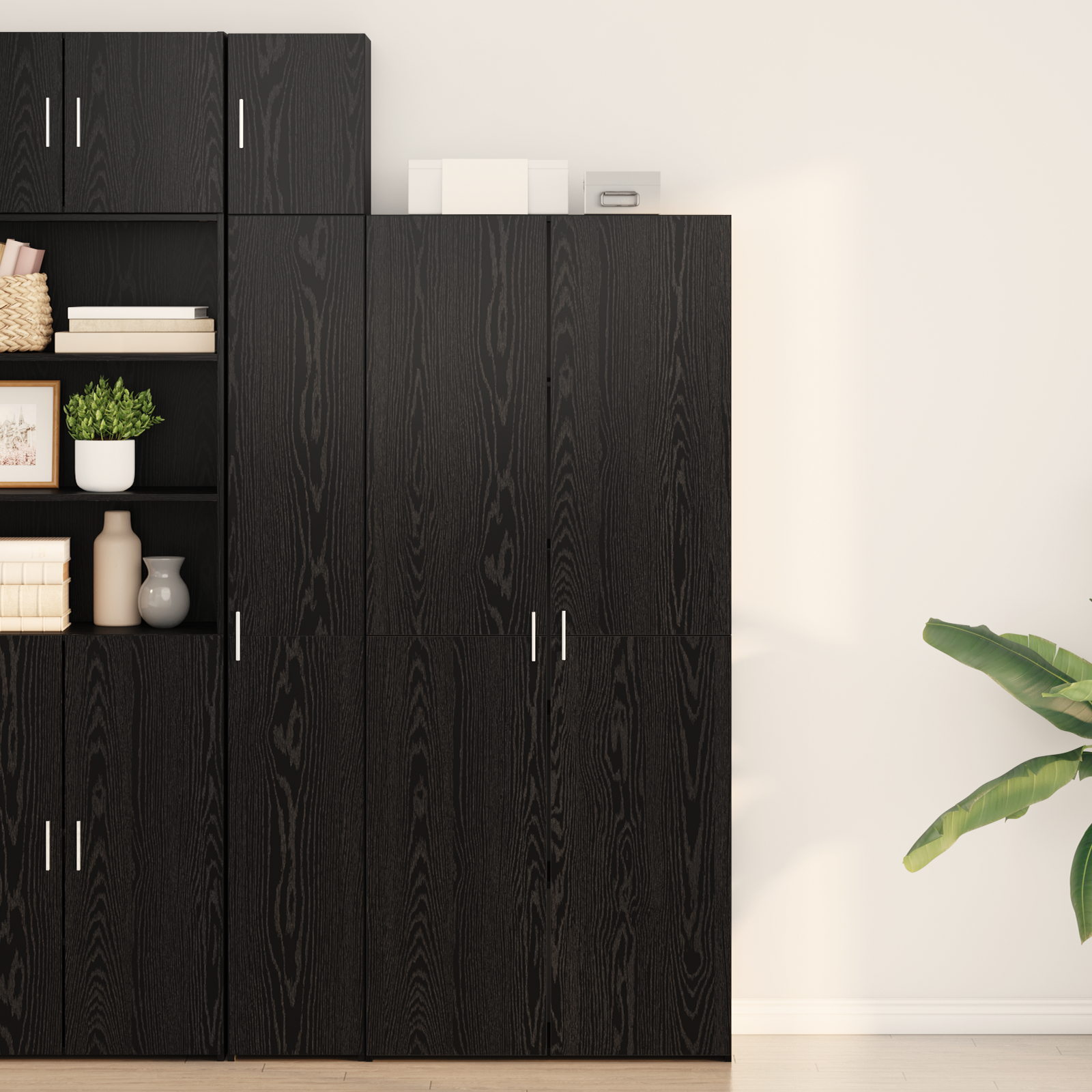 vidaXL Bife Visoki Crni Hrast 40x42.5x185 cm Konstruirano Drvo