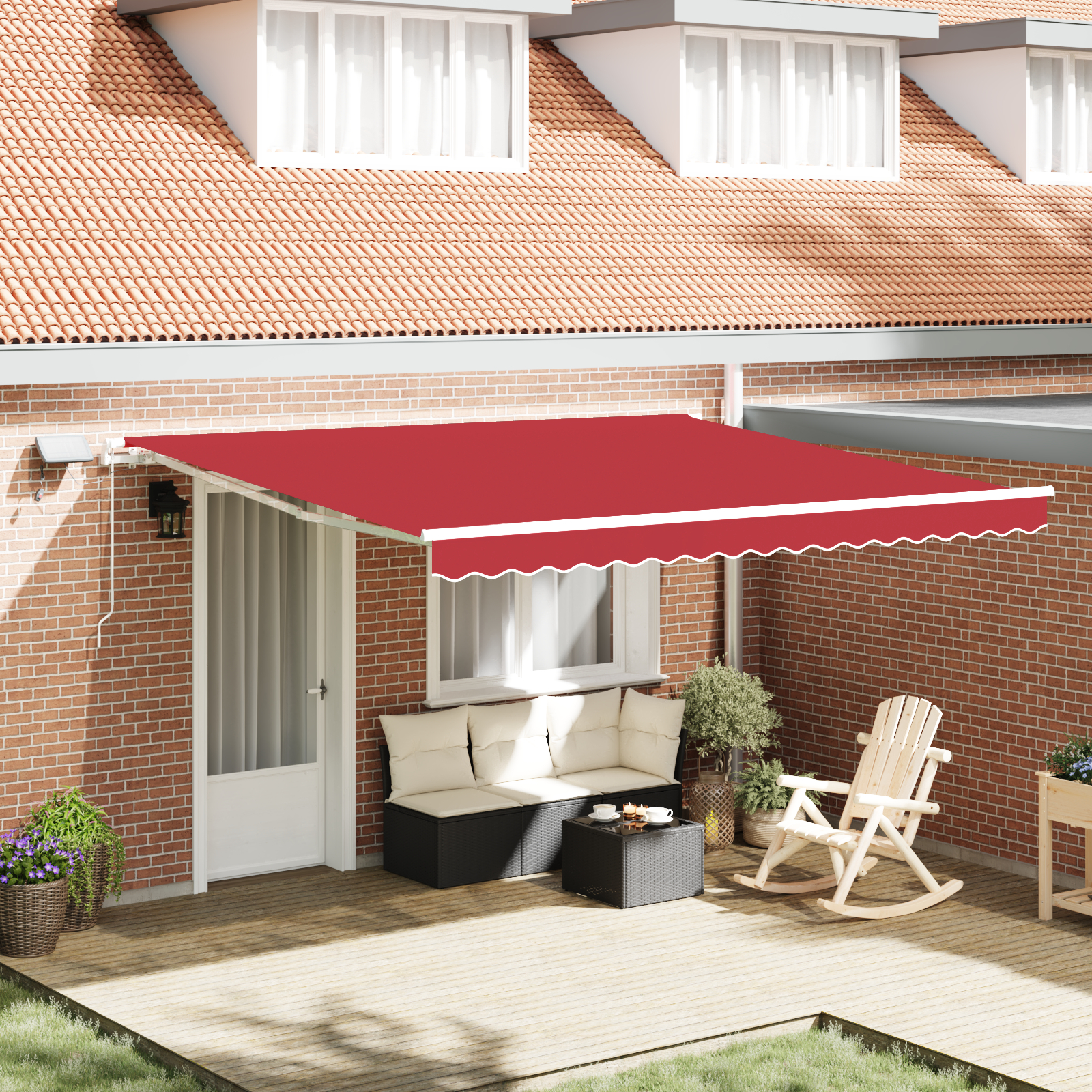 vidaXL Ročna zložljiva tenda z LED Rdeča 400x300 cm, vidaXL Zamenjava tkanine za tenda 4x3 m Okvir Rdeča