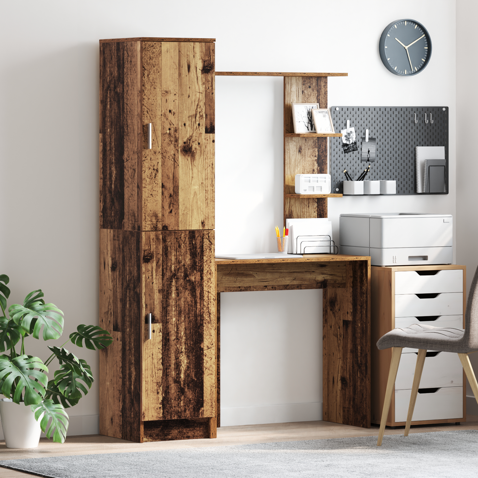 Schreibtisch mit Stauraum Altes Holz hochwertigem Holz