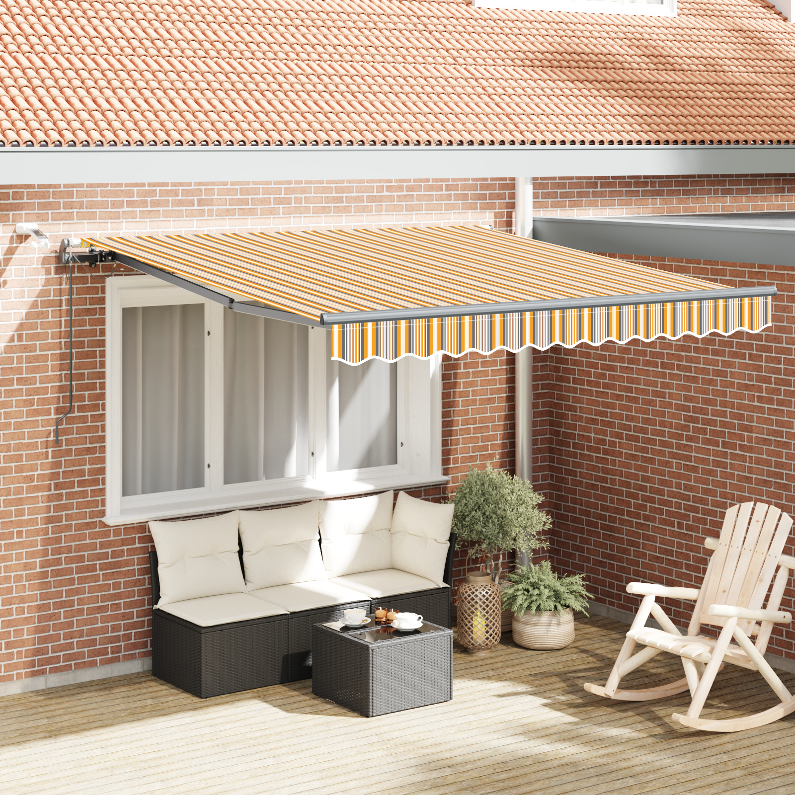vidaXL Automatische einziehbare Markise mit LED in bunten Streifen 300x250 cm