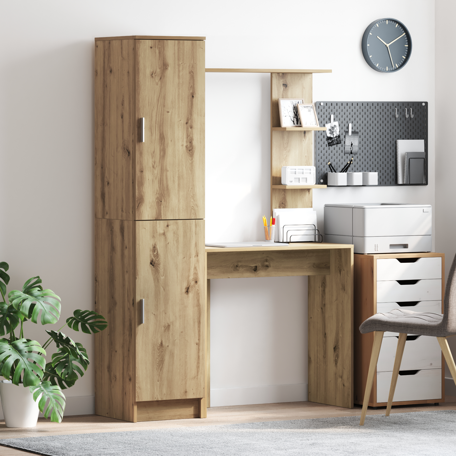 Schreibtisch mit Stauraum Eiche Holzwerkstoff
