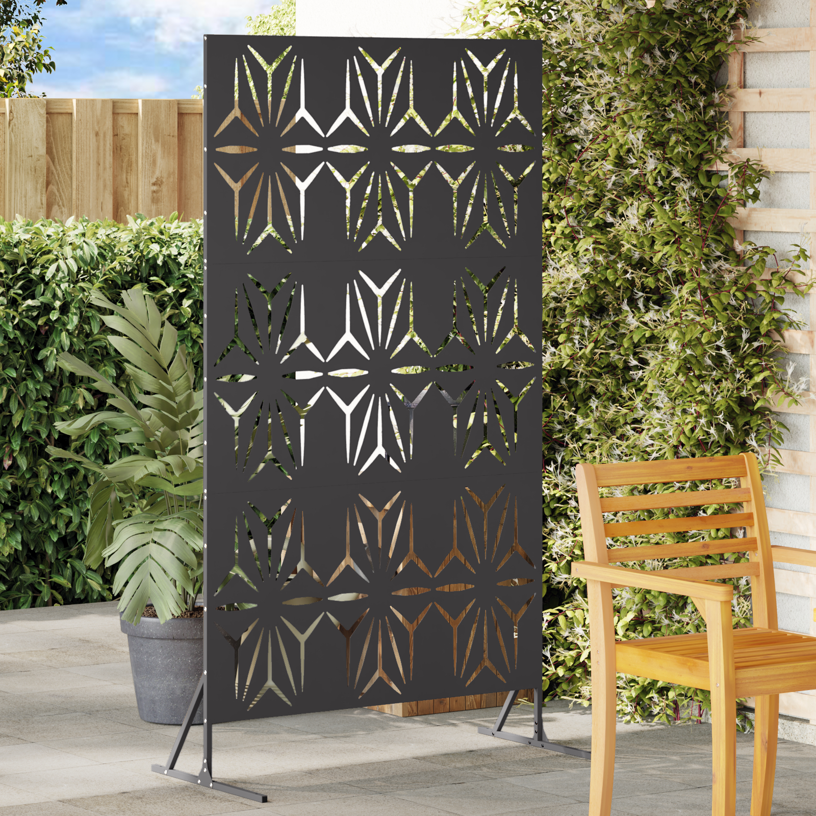 vidaXL Panel Metalic pentru Gard Negru Metal Mare Inserții Decorative