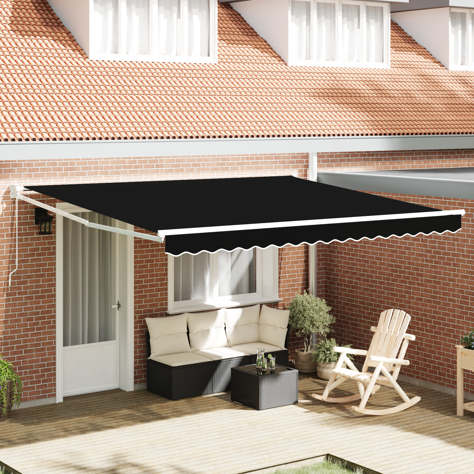 vidaXL ročna retraktibilna tenda črna 400x300 cm, vidaXL zamenjava tkanine za tenda 4x3 m črna