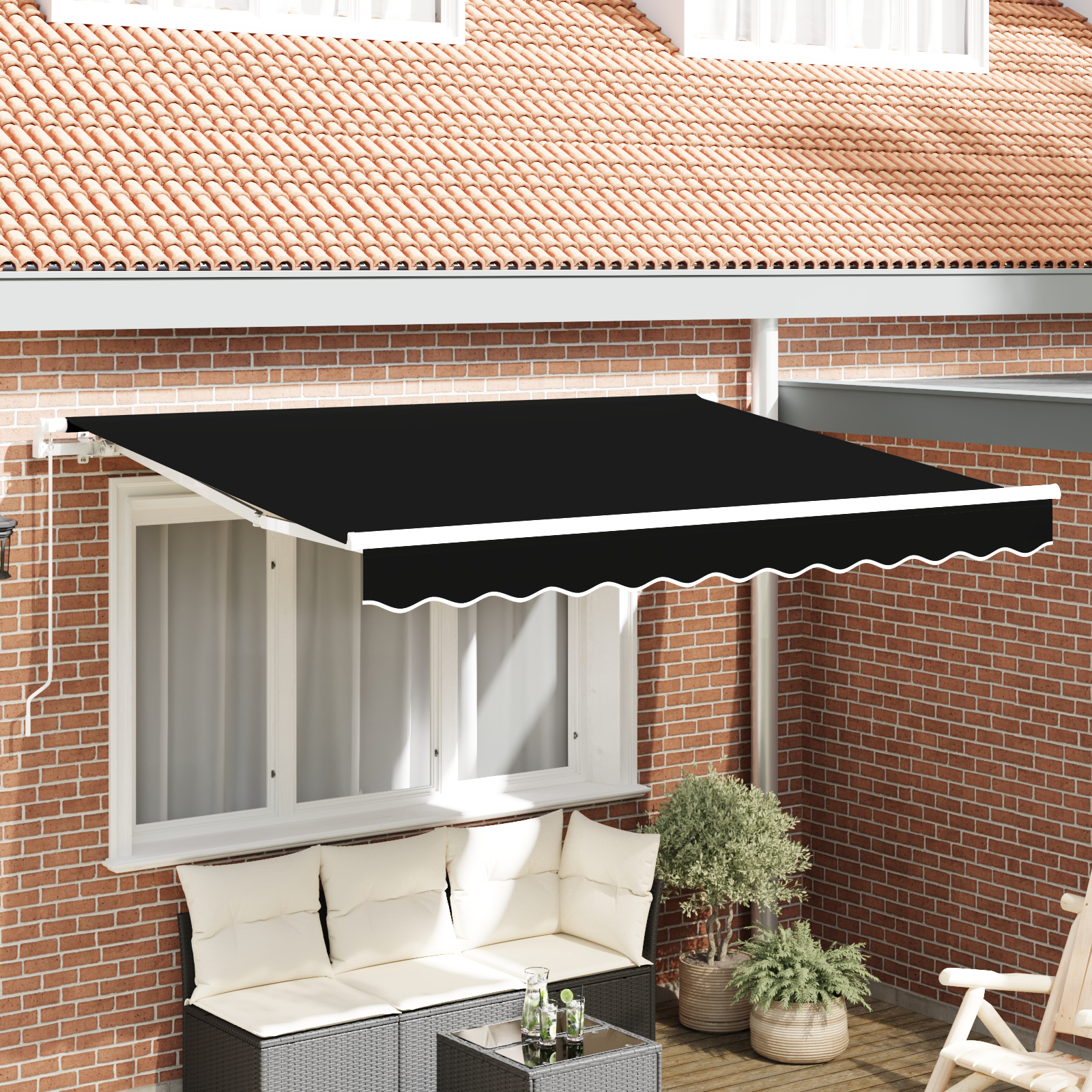 Erstatningsmarkise Stof til 3x2 m Ramme Sort