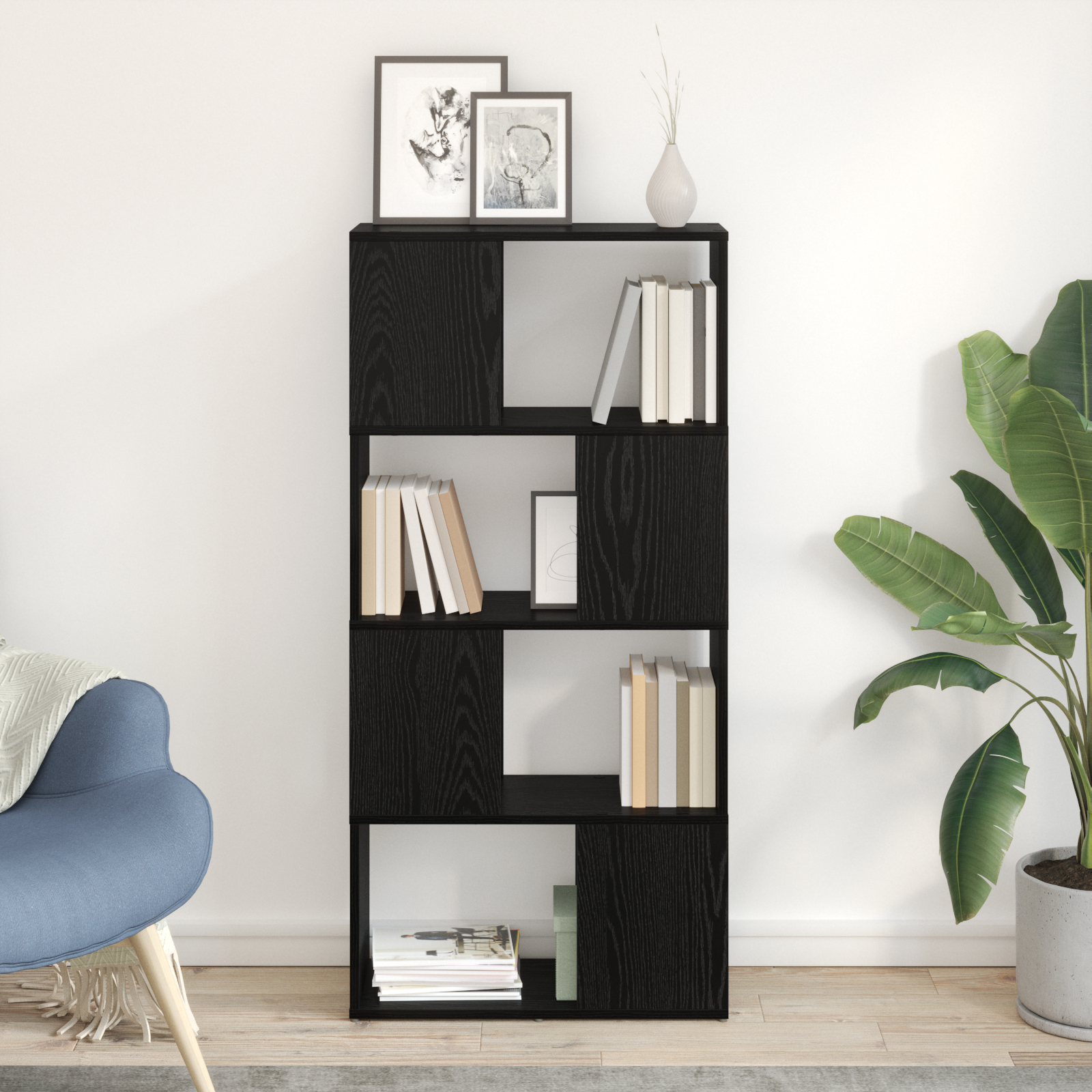 Regal Schwarze Eiche Holzwerkstoff 60 x 24 x 124 cm