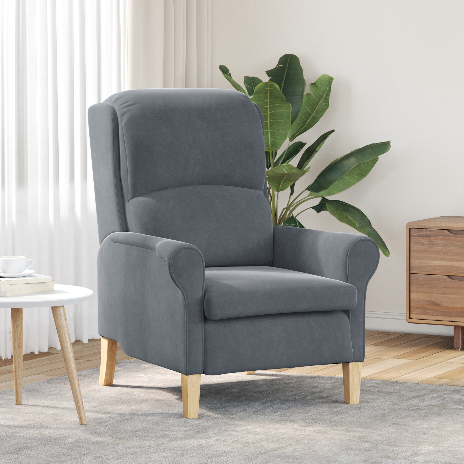 vidaXL Dunkelgrauer Sessel Dunkelgrau Stoff mit Holzbeinen Standard