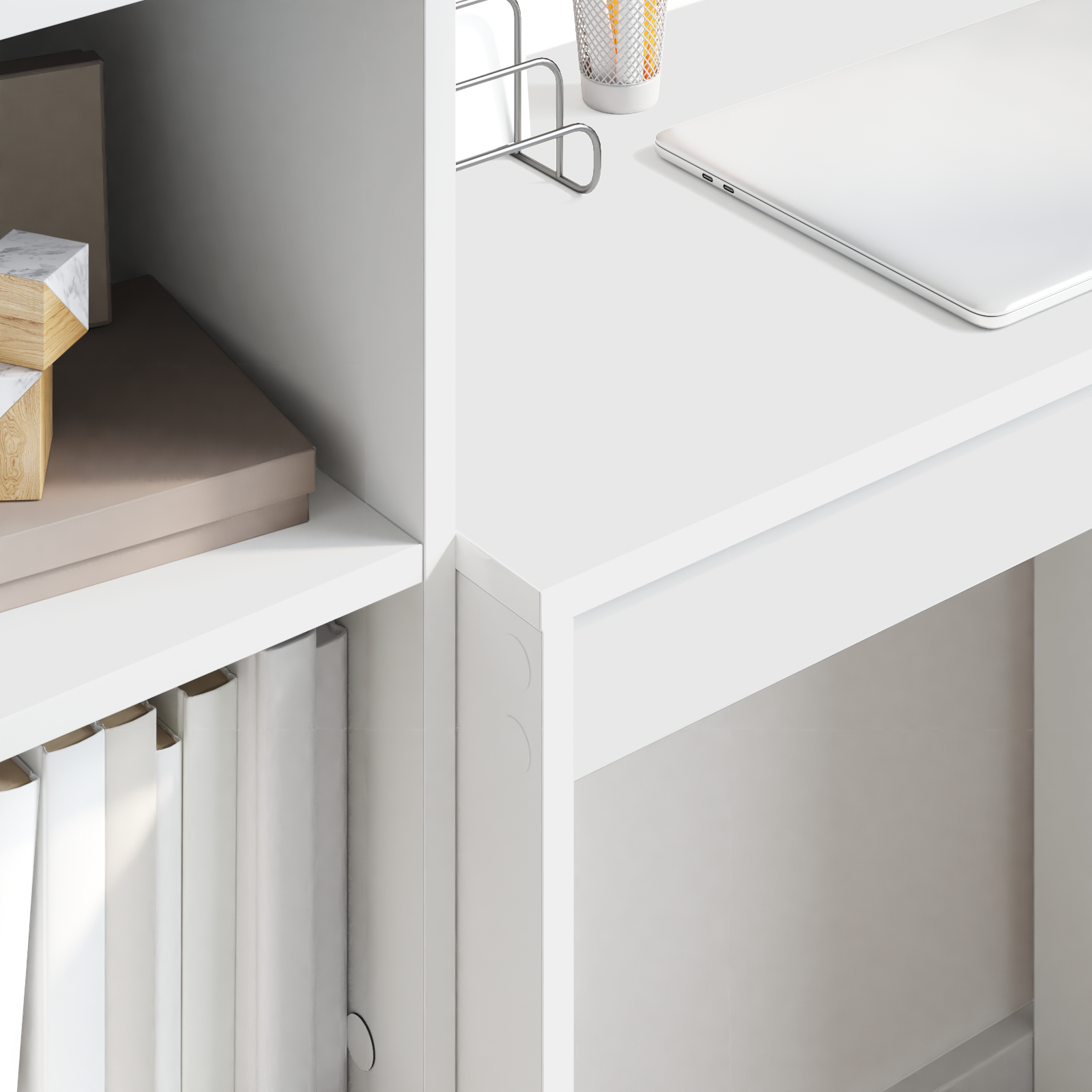 vidaXL Bureau met opslag wit samengesteld hout - Afbeelding 5