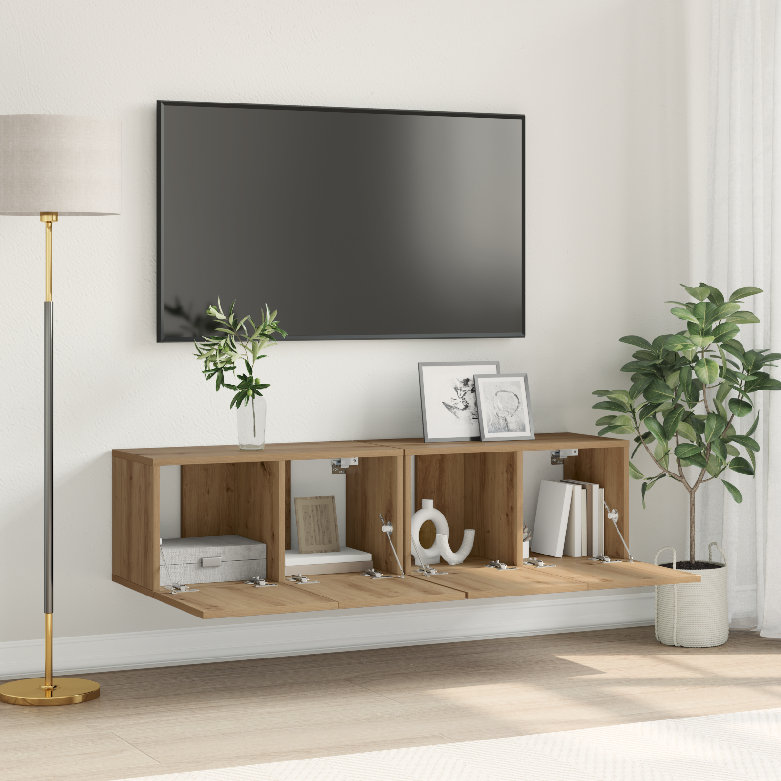 vidaXL TV Kast Set Artisan Eiken MDF Medium TV Kast Rechthoekig