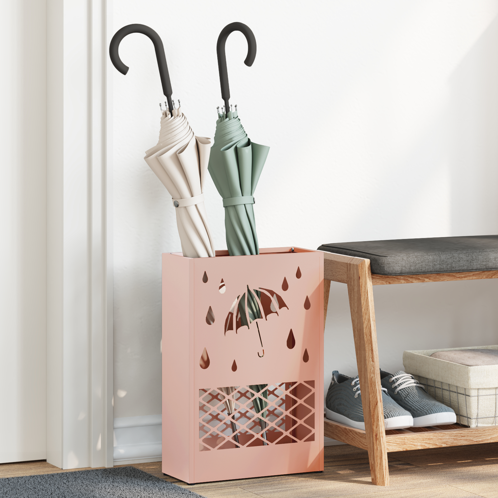 paraplystativ Rosa Metal Medium Dekorative indlæg Paraplystativ