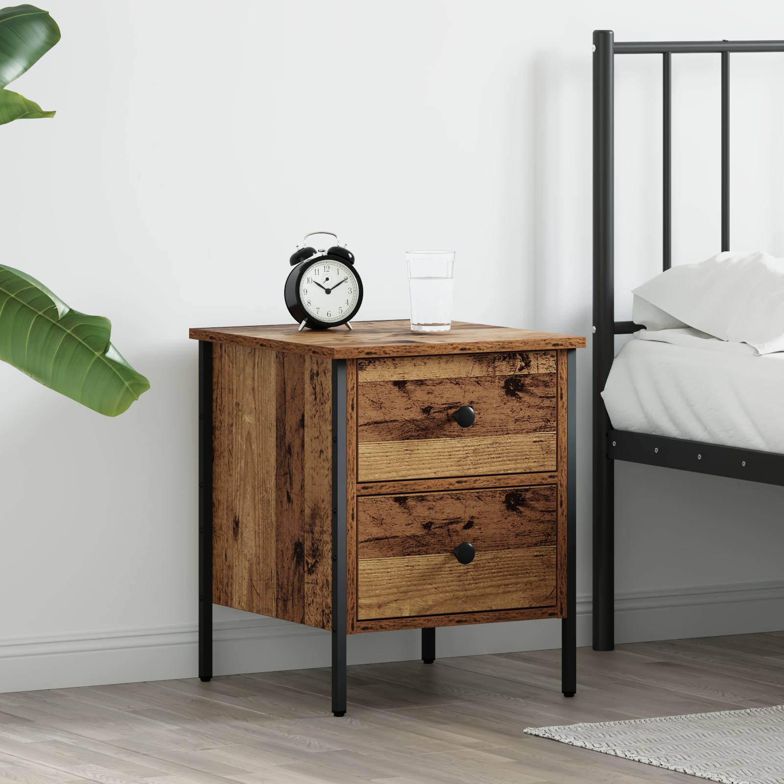 Mese - Cabinet de Noptieră Lemn Vechi 40x42x50 cm Lemn Stratificat