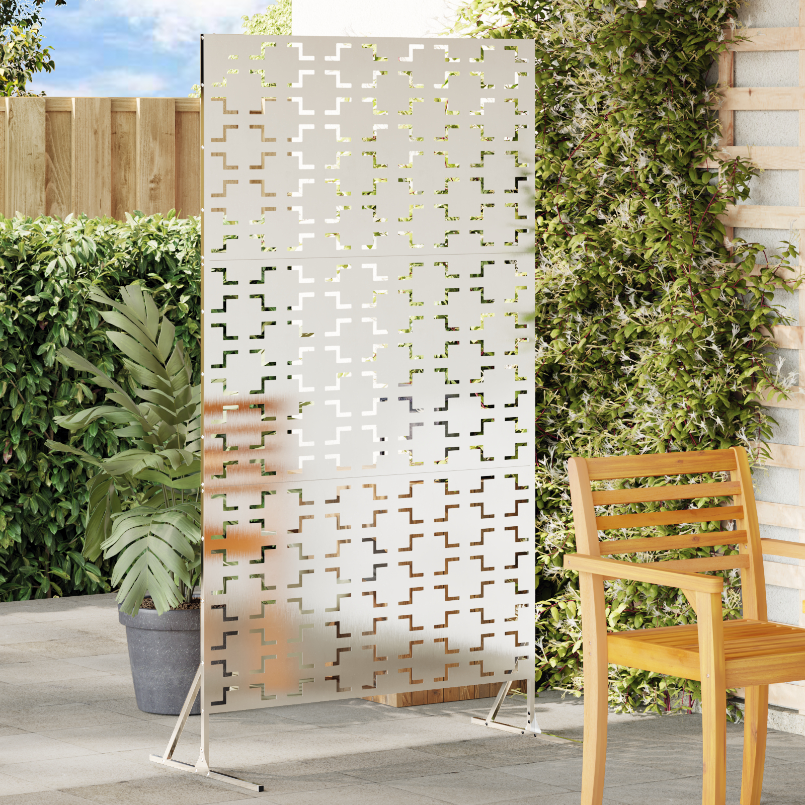 vidaXL Edelstahl-Zaunpanel Edelstahl Groß Dekorative Intarsien Zaunpanel